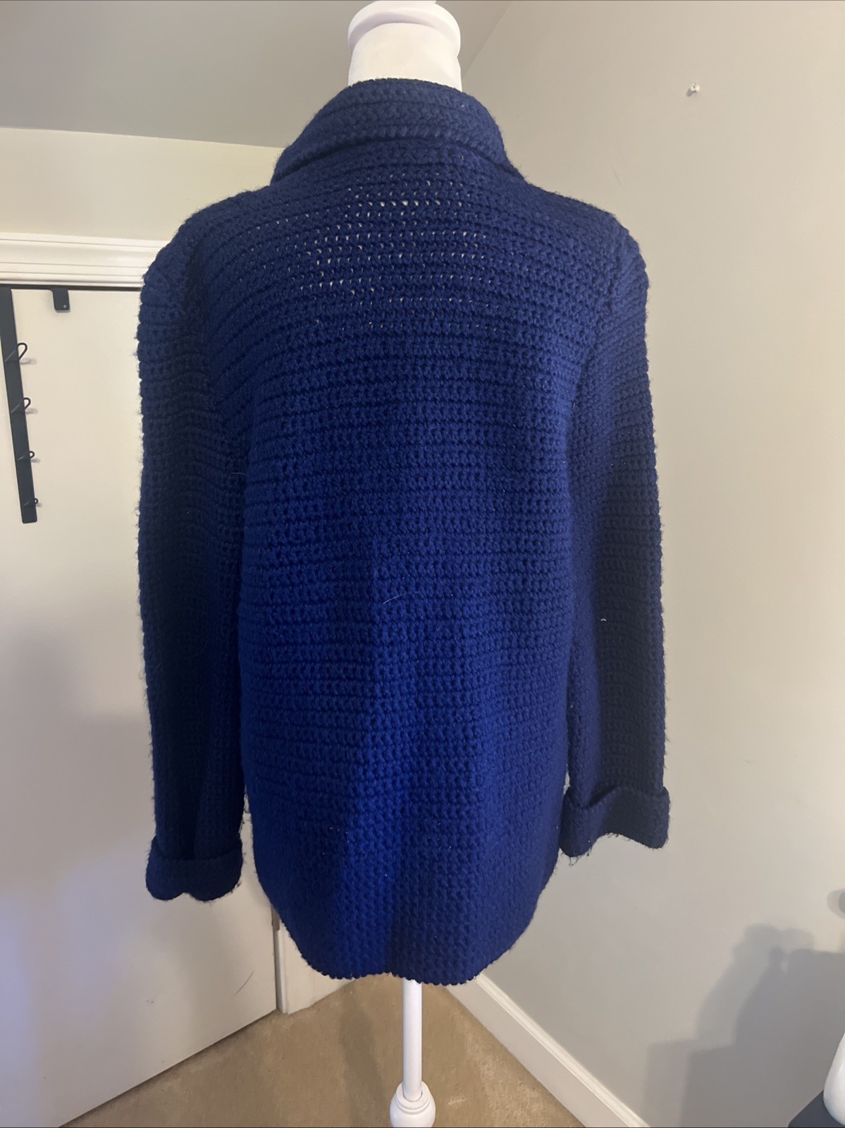 Vintage Hand knit Sailor Nautical Sweater Women’s Blue 100% Wool 1970’s