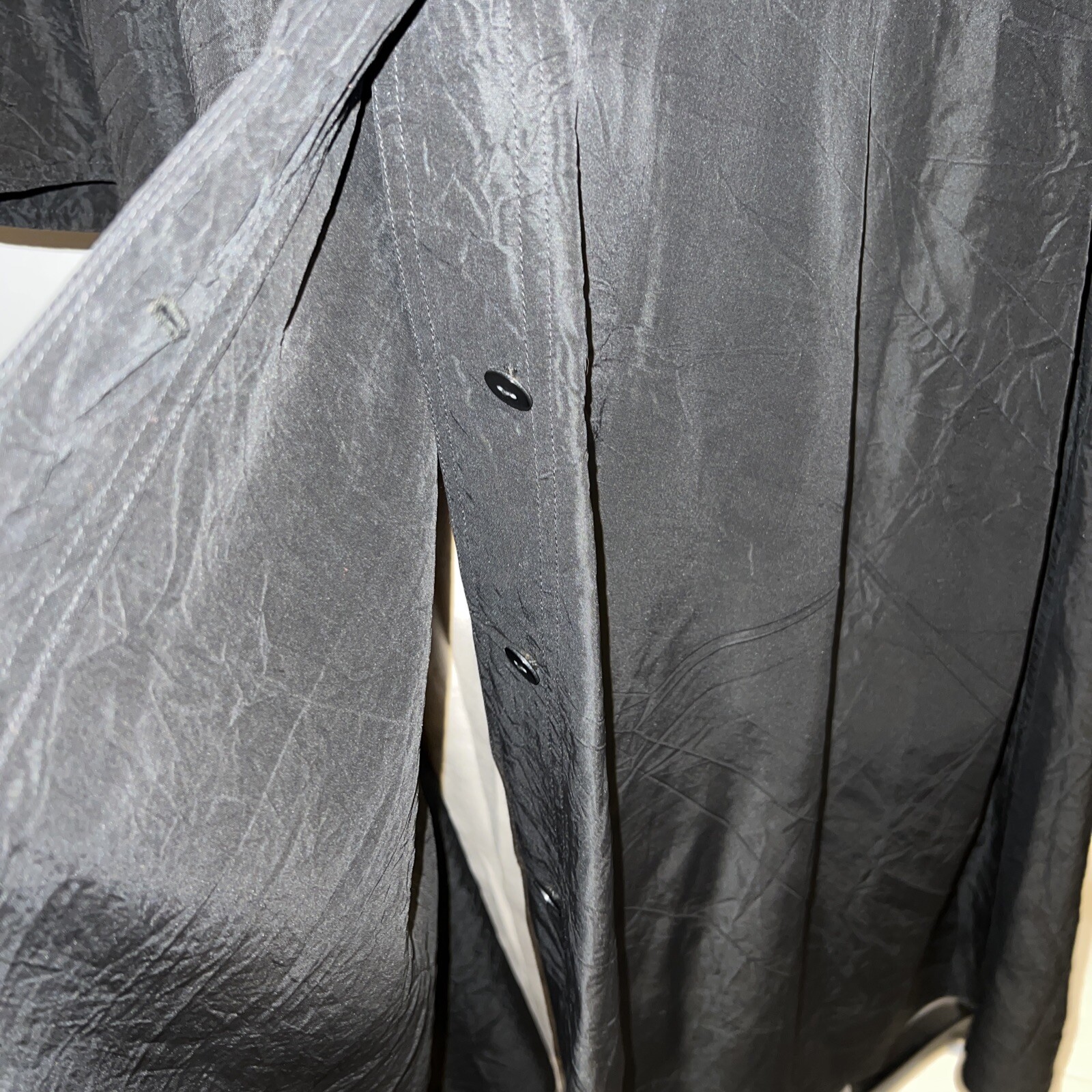 Donna Karan Size 6 vintage acetate tie waist black shirt wrap dress 90’s