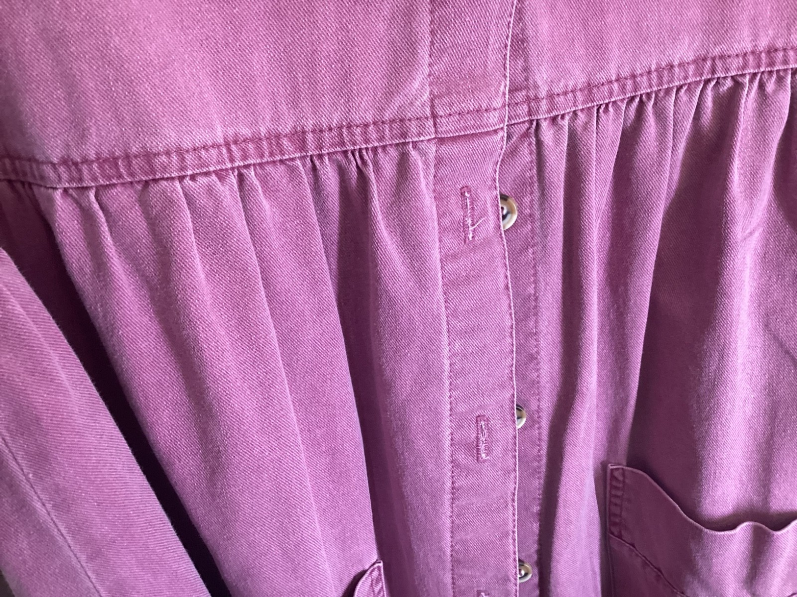 VTG 90s Sunbelt Denim Dress Mauve Button Cottagecore Prairie Cotton ~Large