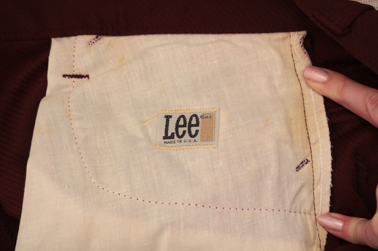 VTG Women’s 70s NOS Dark Burgundy Lady Lee High Waist Pants 30″ 1970s Polyester