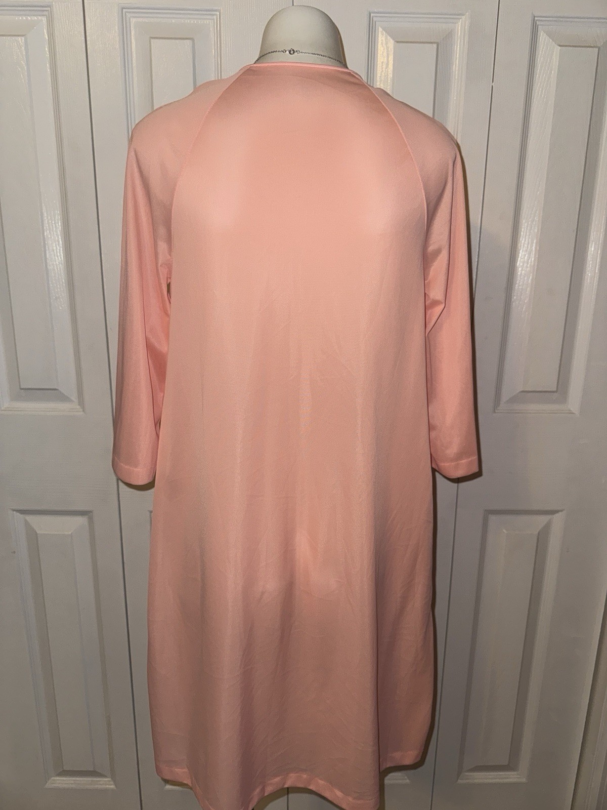 Vintage San Souci Nylon Short Nightgown Robe Day Dress Peach 3/4 Sleeve Small