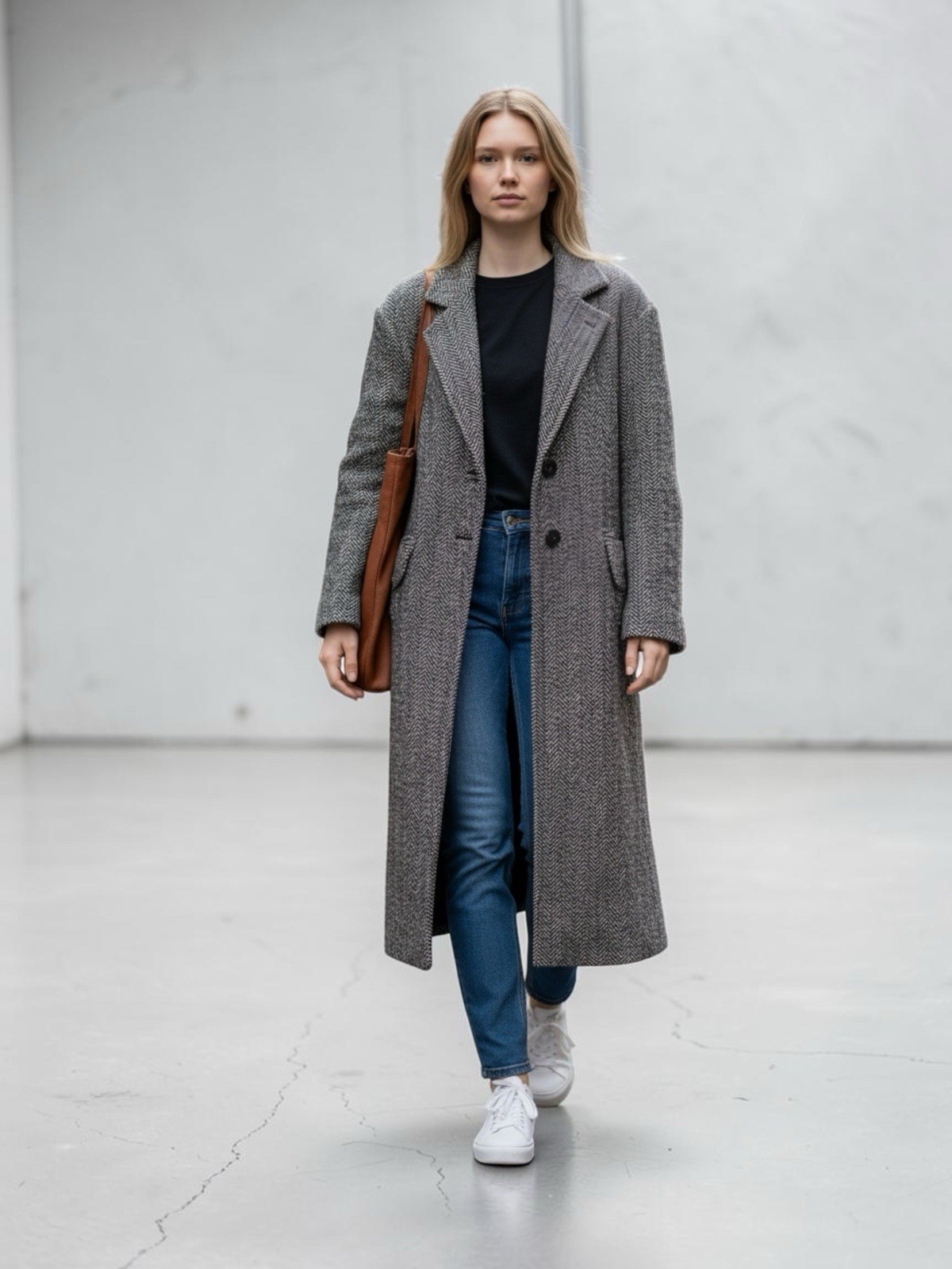 Vtg SB II Bitterman Wool Herringbone Coat Striped Tweed Long Jacket Yugoslavia