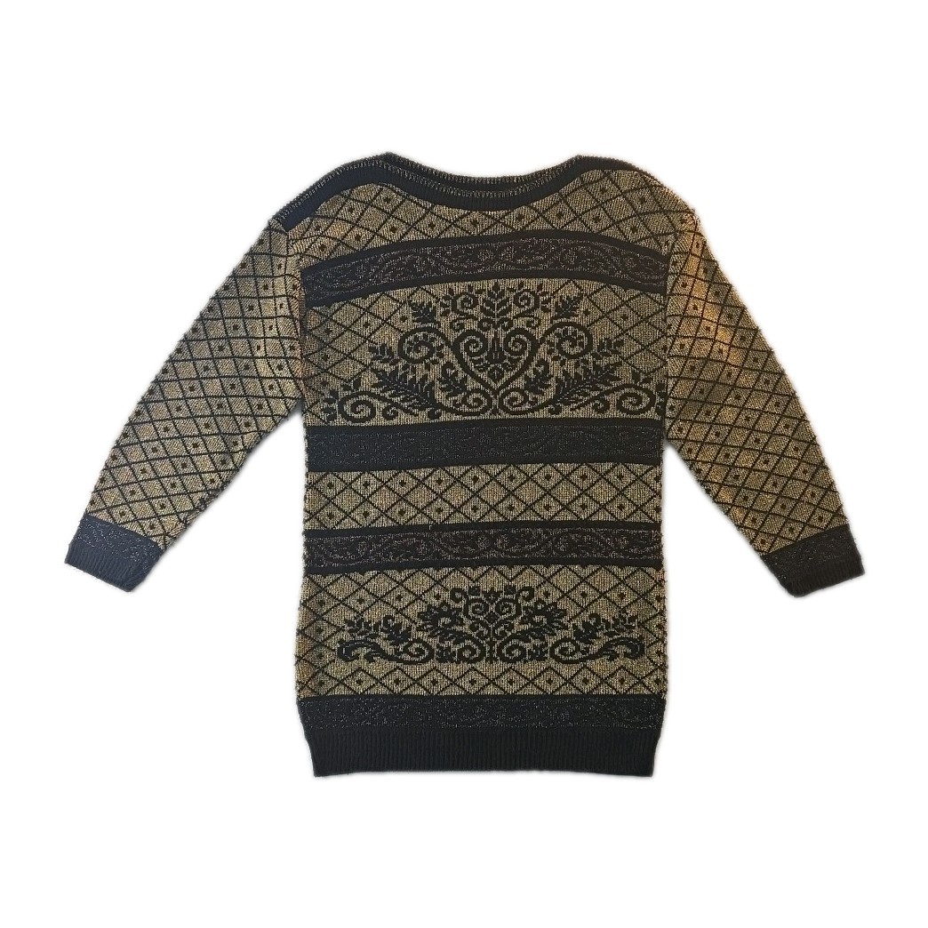 Vintage Gold & Black Beldoch Popper Sweater – Size M