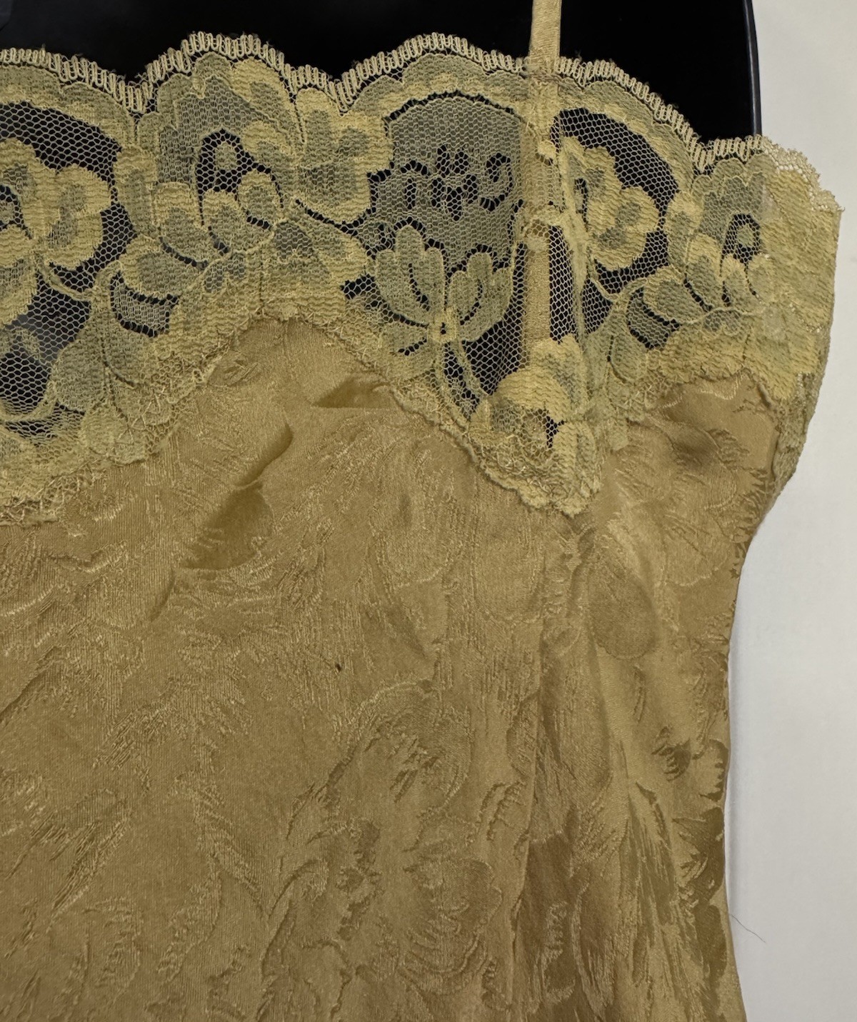Vintage Gold Label Victorias Secret Blue 100% Silk Jacquard Sexy Teddy Nightie M