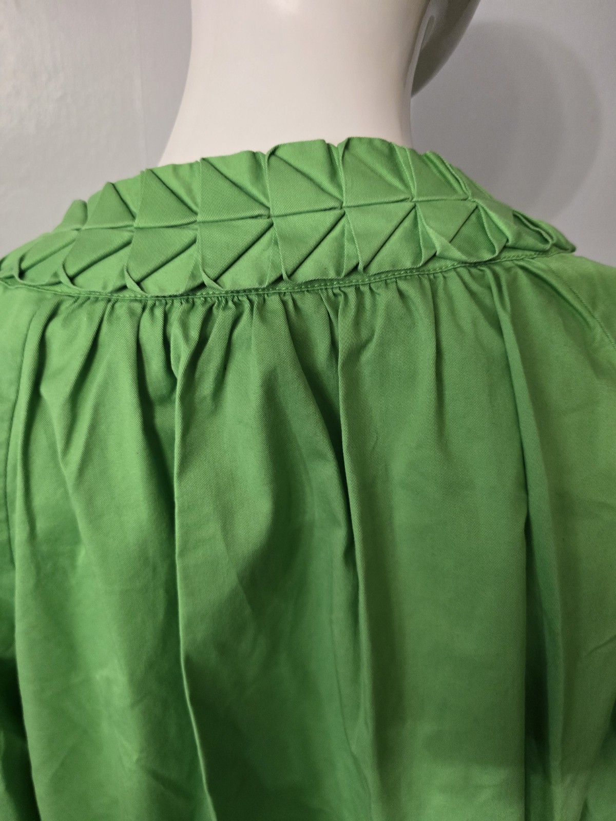 SIMPLY Chloe Dao Green Pleated Collar Jacket 1X Plus Size Cotton Stretch