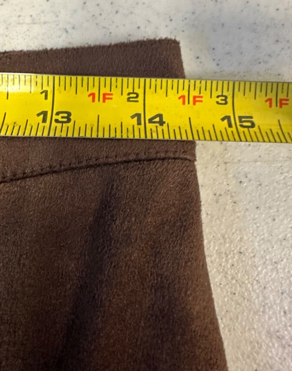 Vintage Joseph Ribkoff 6 Faux Brown Suede Pantsuit With Floral Cut OutsTrim D46