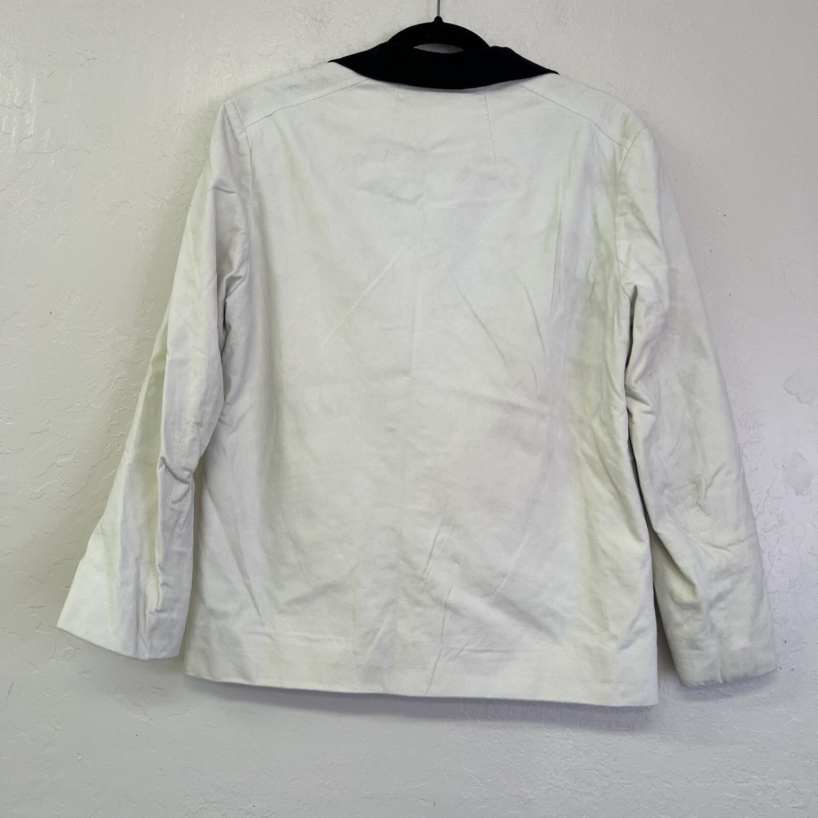 Vintage 80s Gino Rossi Wilson’s Black Collar White Faux Suede Blazer Sz 12 GVC