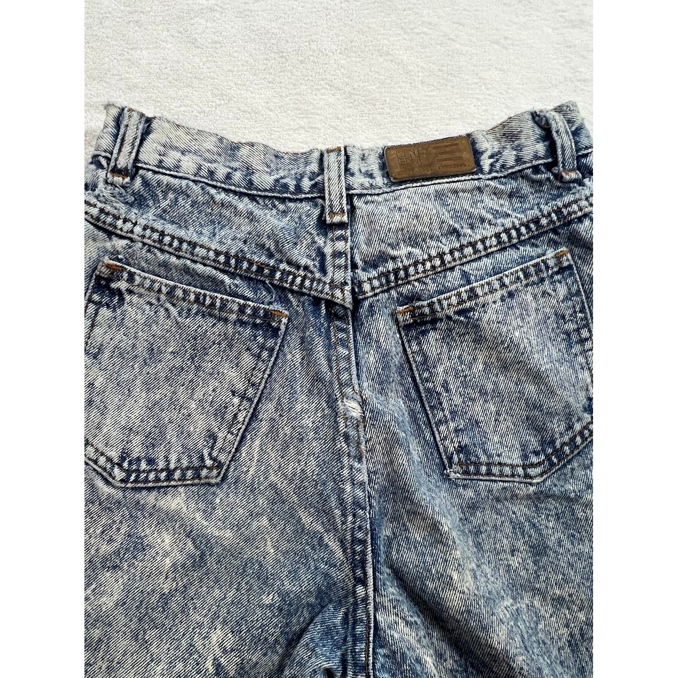 Vintage Gitano Acid Wash High Waisted Jeans Blue Denim Bow Ankle Zip 80s 14 Slim