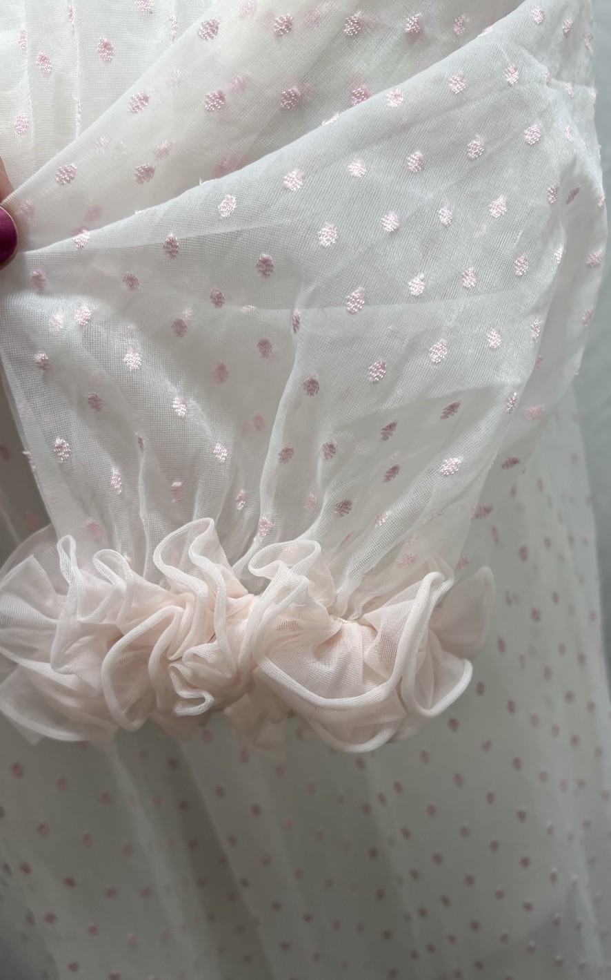 Vintage 50s Sears Charmode Lingerie Sheer Negligee Pink Dot Chiffon Size Small