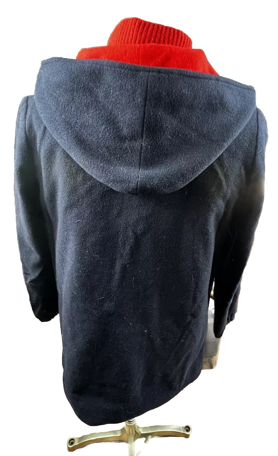 VTG Mackintosh 100% Wool Coat Women Lg Lined Hooded Vest and Coat Navy Red READ