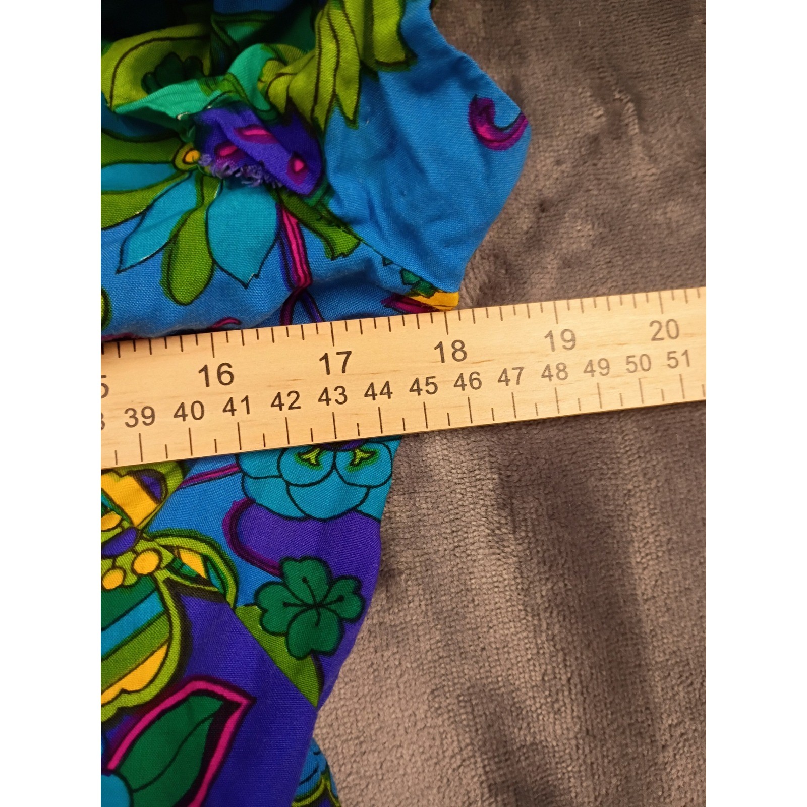 Vintage Made in Hawaii Maxi Dress 10 Green Blue Psychedelic Floral 70s Wrap