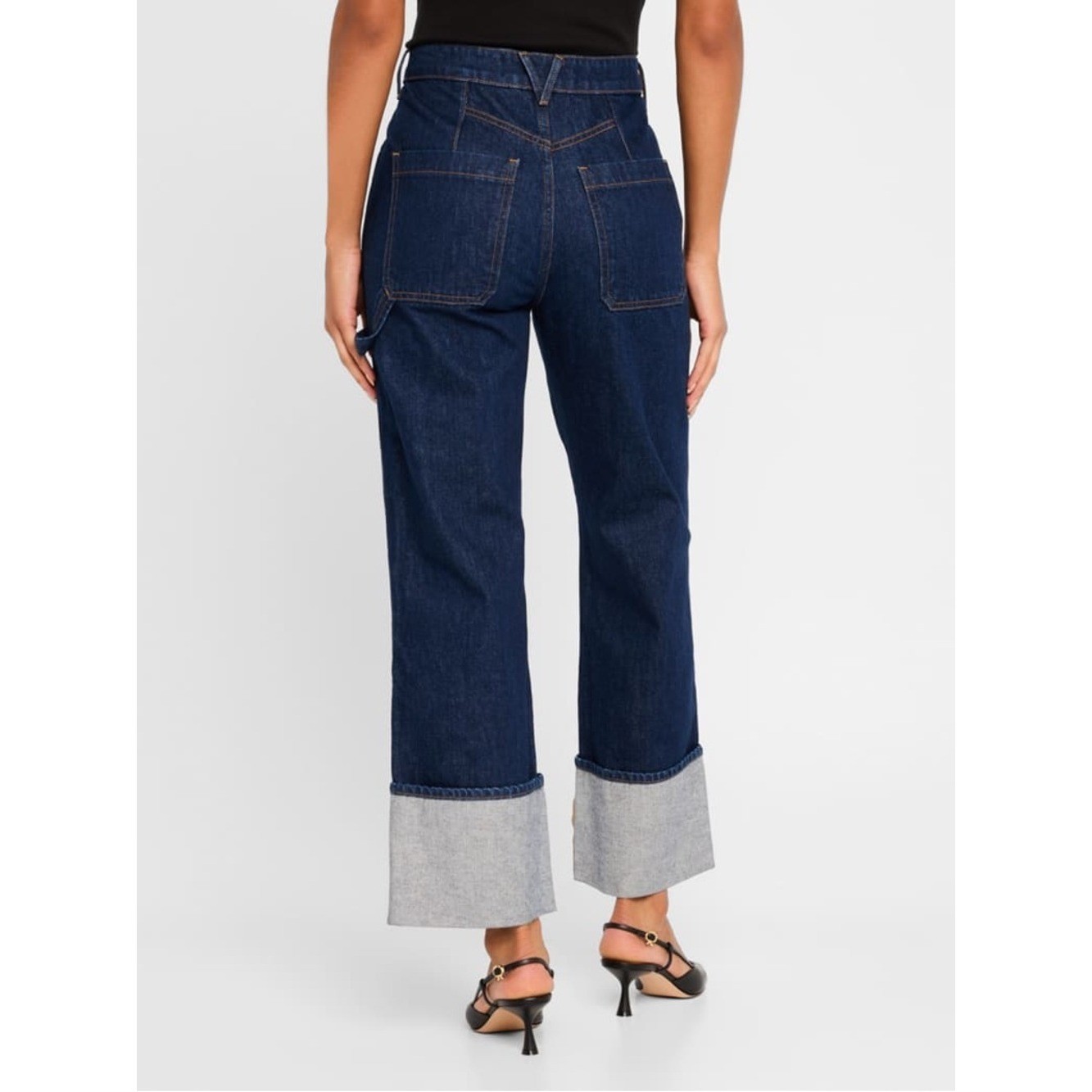 Veronica Beard Dylan High-Rise Straight Cuffed Jeans Chic Classic Staple Capsule