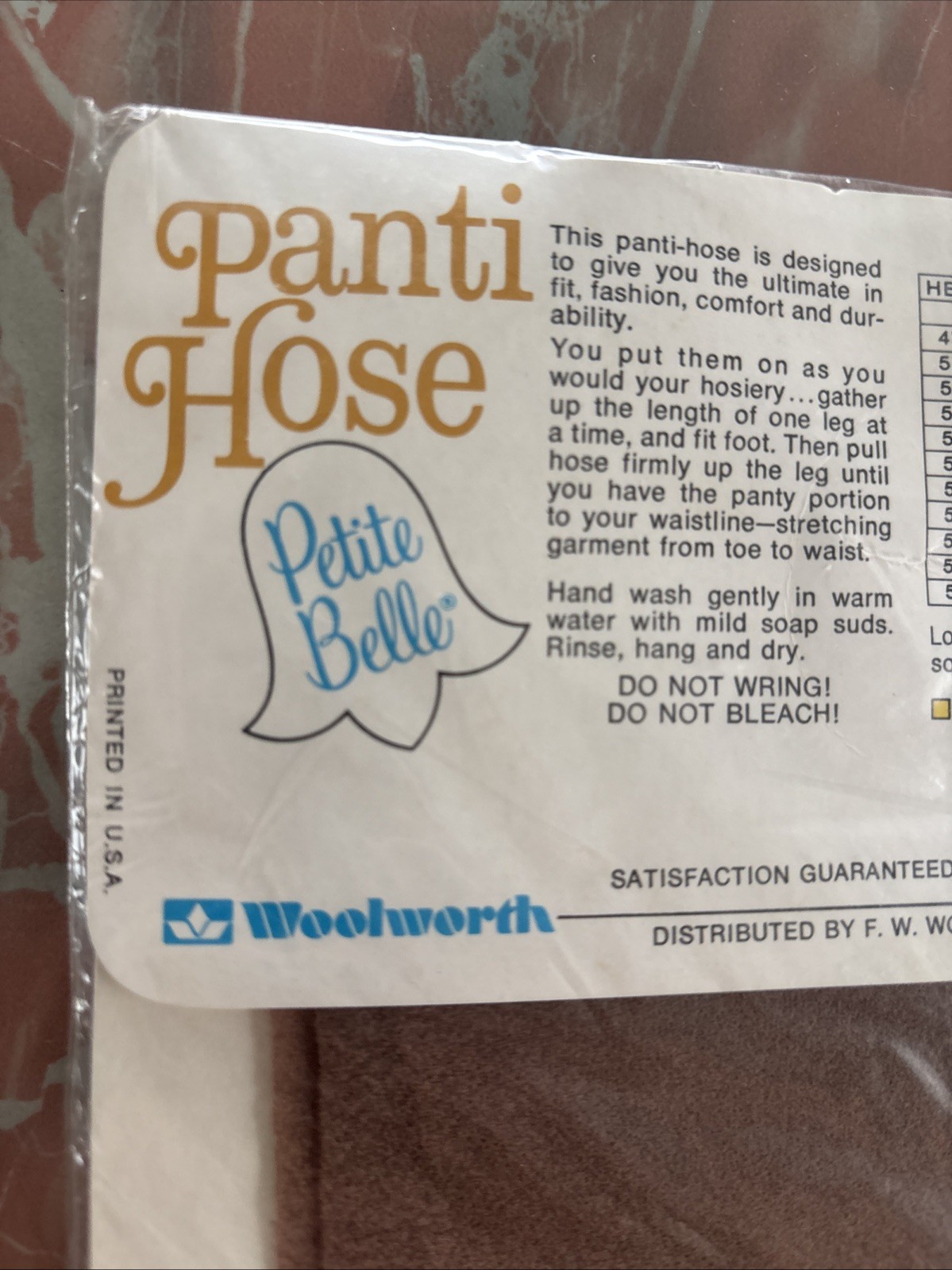 VTG NOS 70s Petite Belle Panti Hose Average Suntone 100% Nylon Woolworth NY USA
