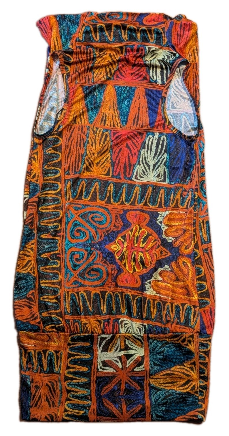 Vintage Y2K Miss Sixty Diamond Dress S Abstract Print Cowl Neck Italy