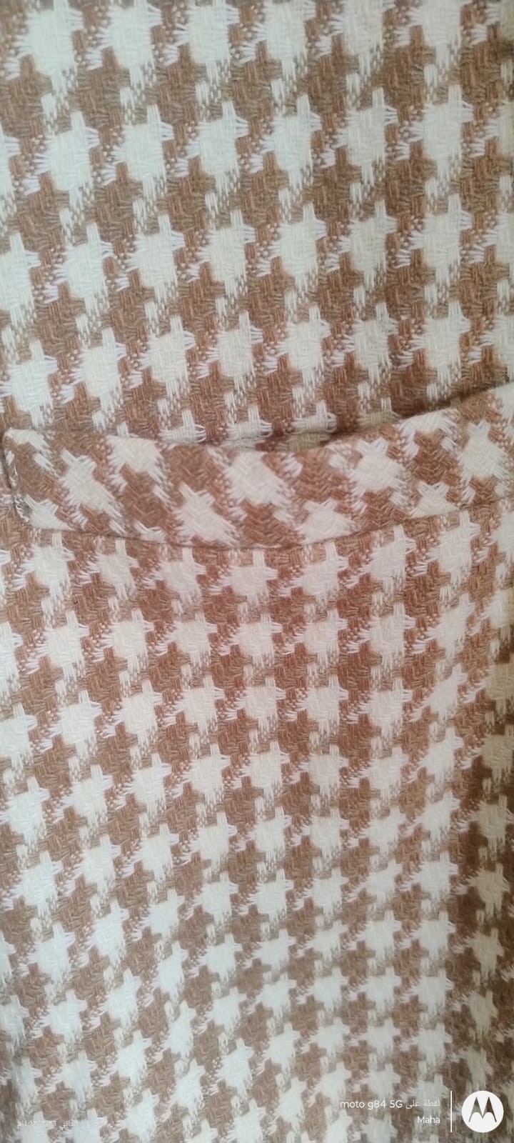 Vintage Tan Jay Women’s Brown and Beige Houndstooth Tweed Blazer size UK 18