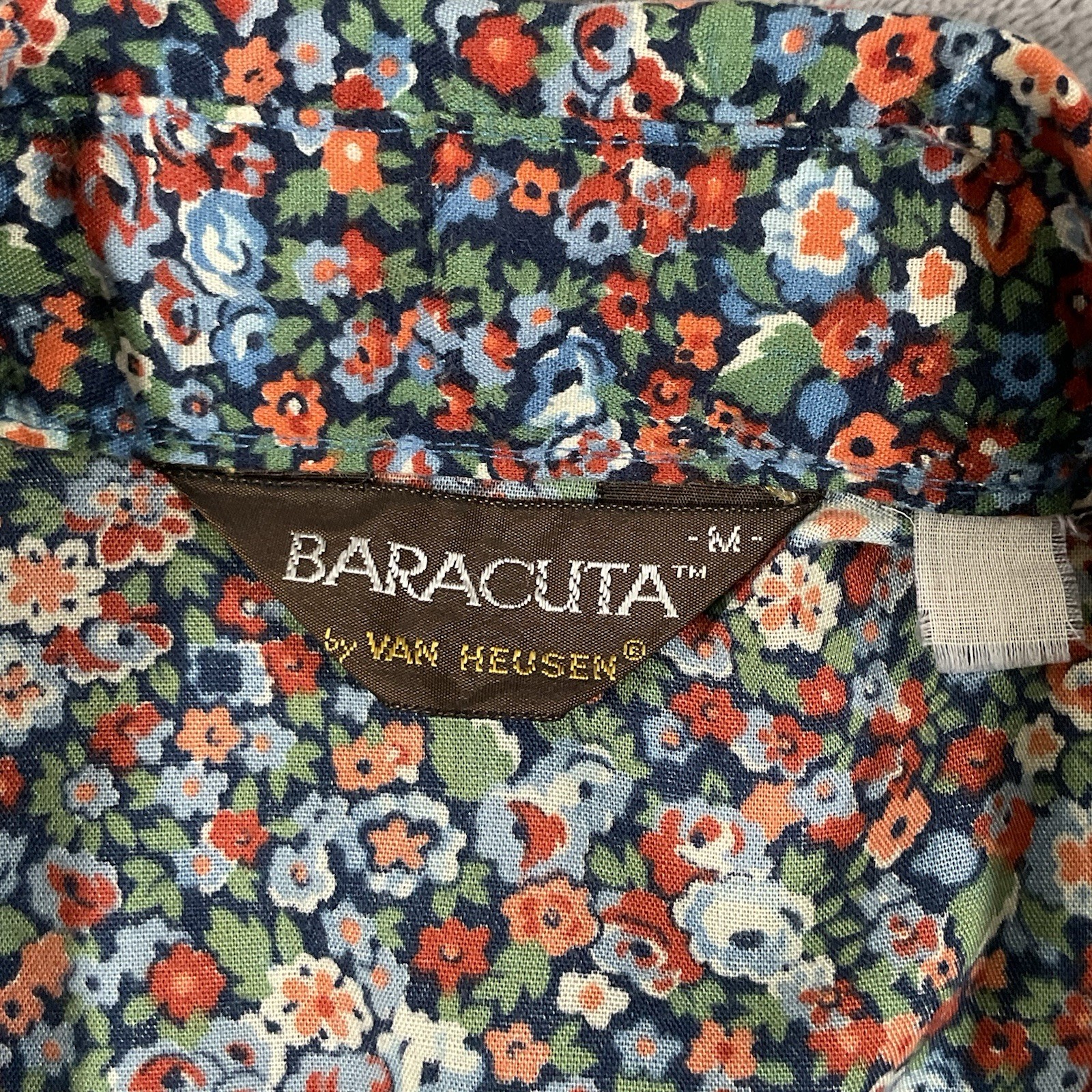 Vintage 70’s Barracuta Van Heusen Womens M Floral Blouse + Blue Sweater Vest