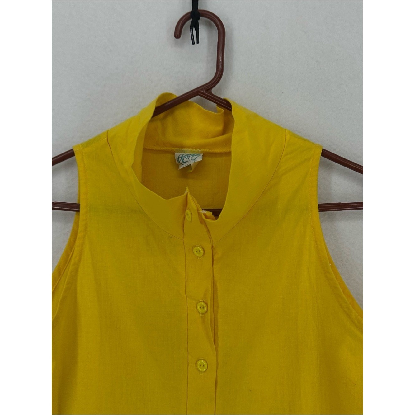 Vintage Ardmore Yellow Sleeveless Mock Neck Blouse Top USA Made Medium