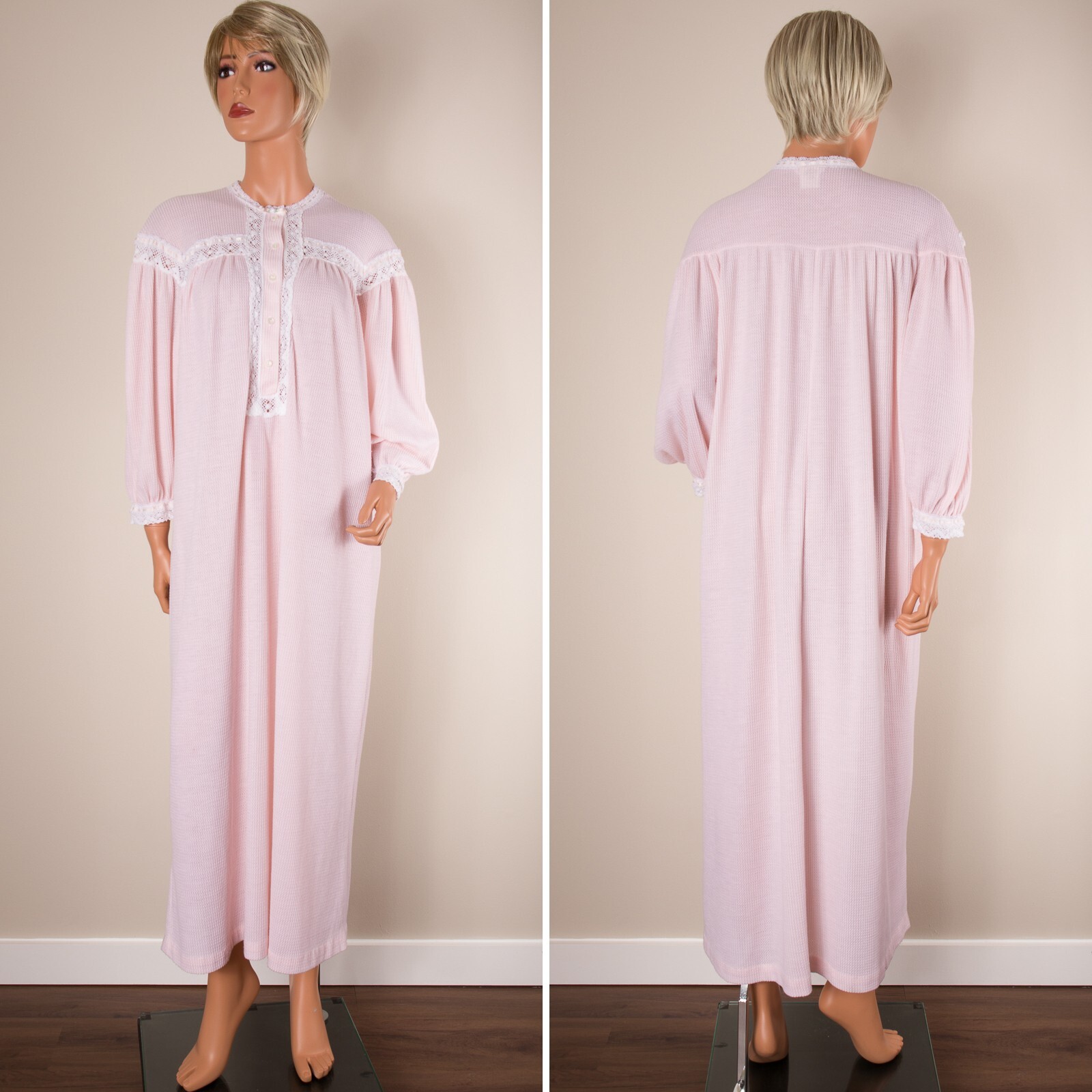 💖 JULI OF SLUMBERTOGS Vintage S Pink Nightgown Cottagecore Long Sleeve ILWGU