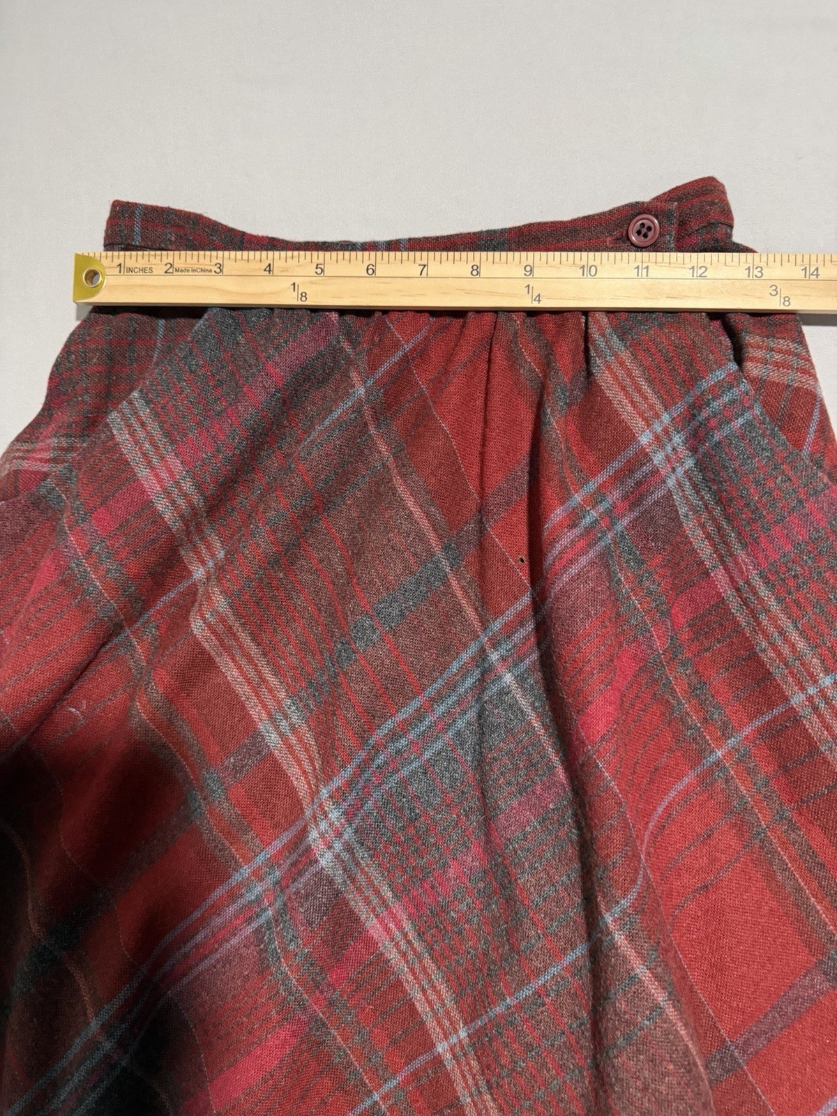 vintage vtg avon fashions red grey wool skirt, women’s 7/8