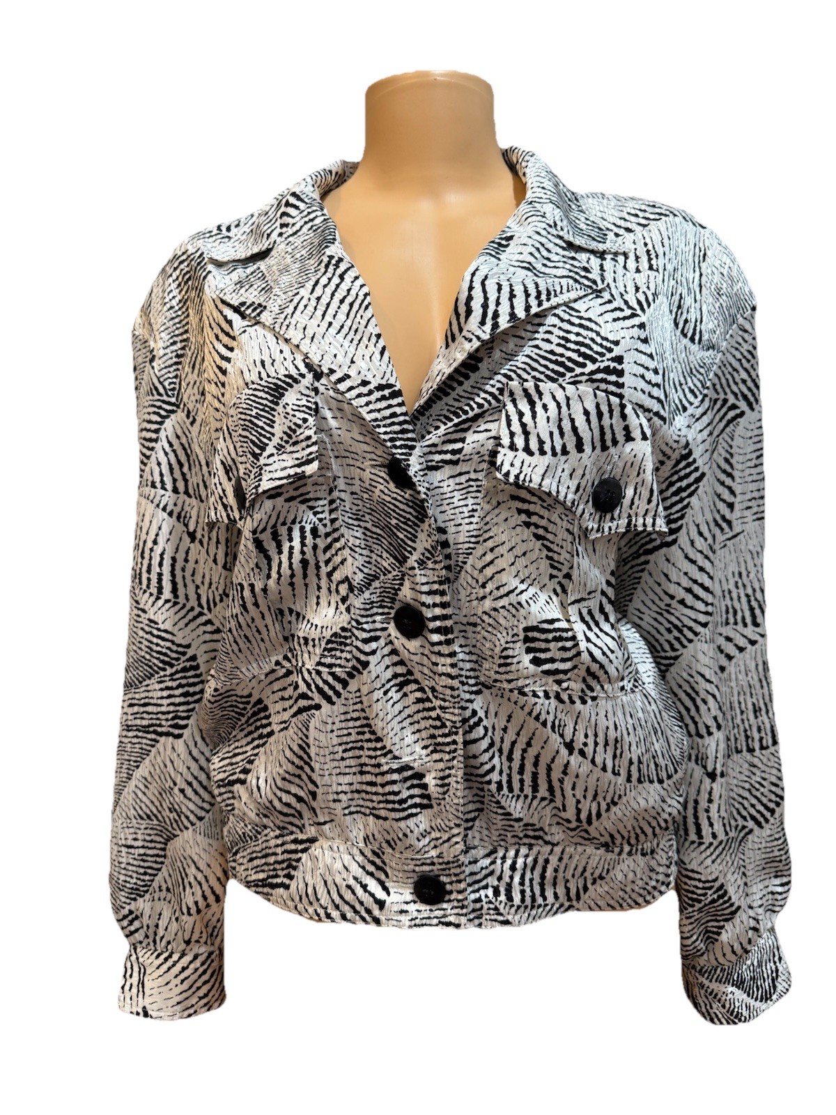 Paul Jeffrey for Da-Rue Animal Print Button Down Puff Sleeve Shirt Women Size L
