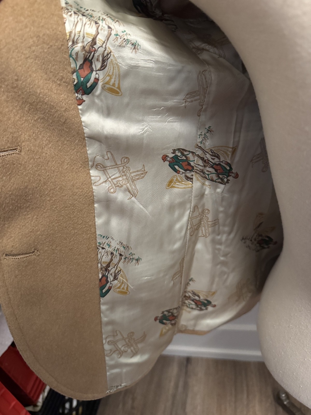 Stanley Blacker Equestrian Blazer Camel Hair Printed Lining Vtg 60s Old Money 10
