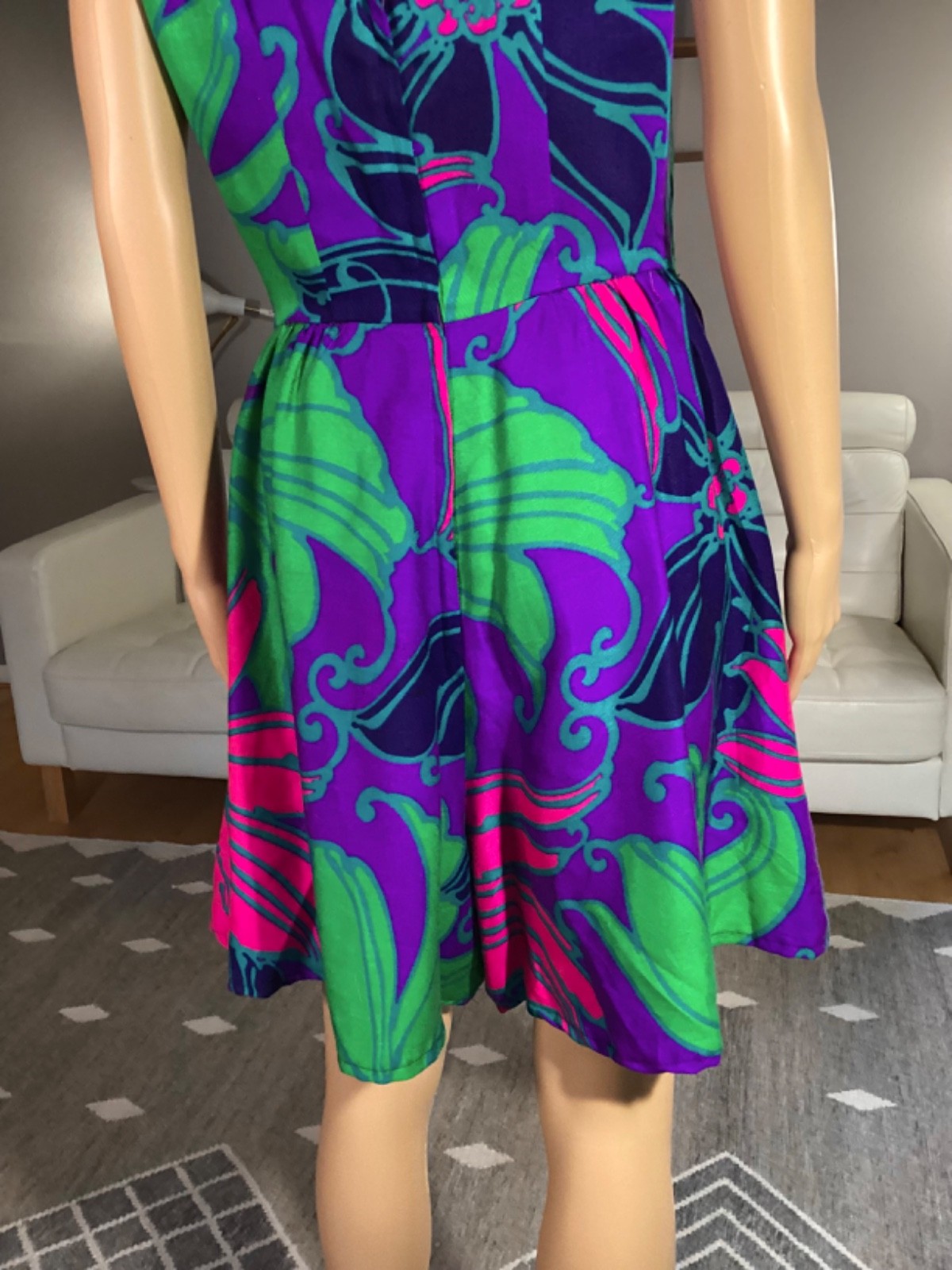VTG 60’s Waltah Clarke’s Hawaiian Barkcloth Psychedelic Playsuit Romper Tiki 12