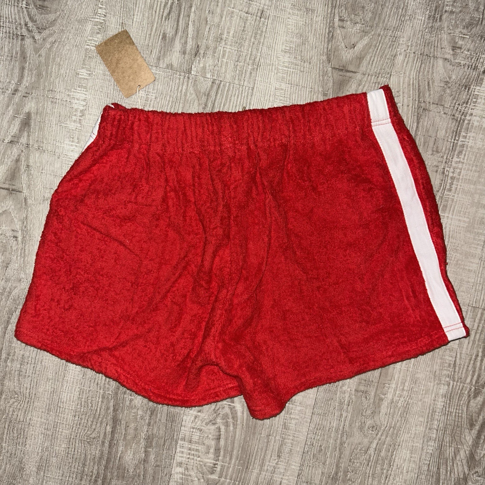 VTG 70s Terry Cloth Bootie Shorts Women’s L Red Roller Skating Beach