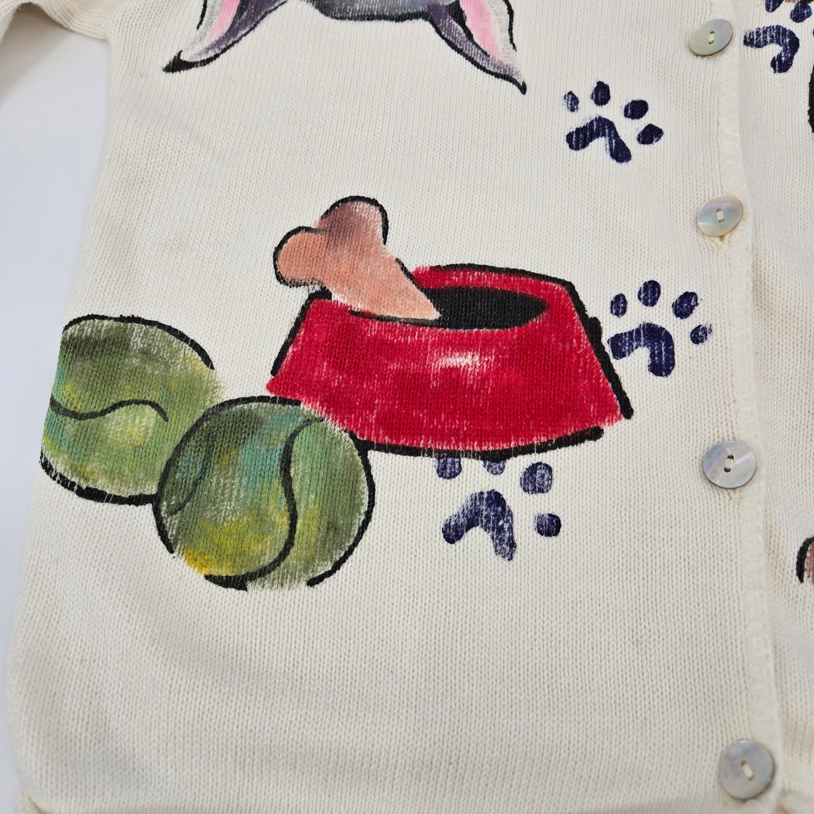 Diane Wat Design Hand Painted Dog Cardigan S/M Artisanal Whimsigoth Dog Mom
