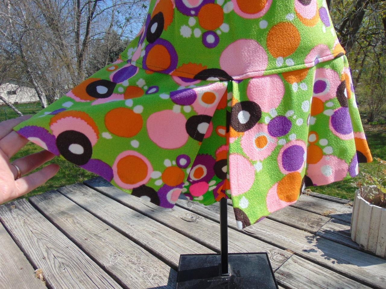 VTG 70S MONTGOMERY WARD Lime Green PSYCHEDELIC Skirted Play Suit Swim Suit