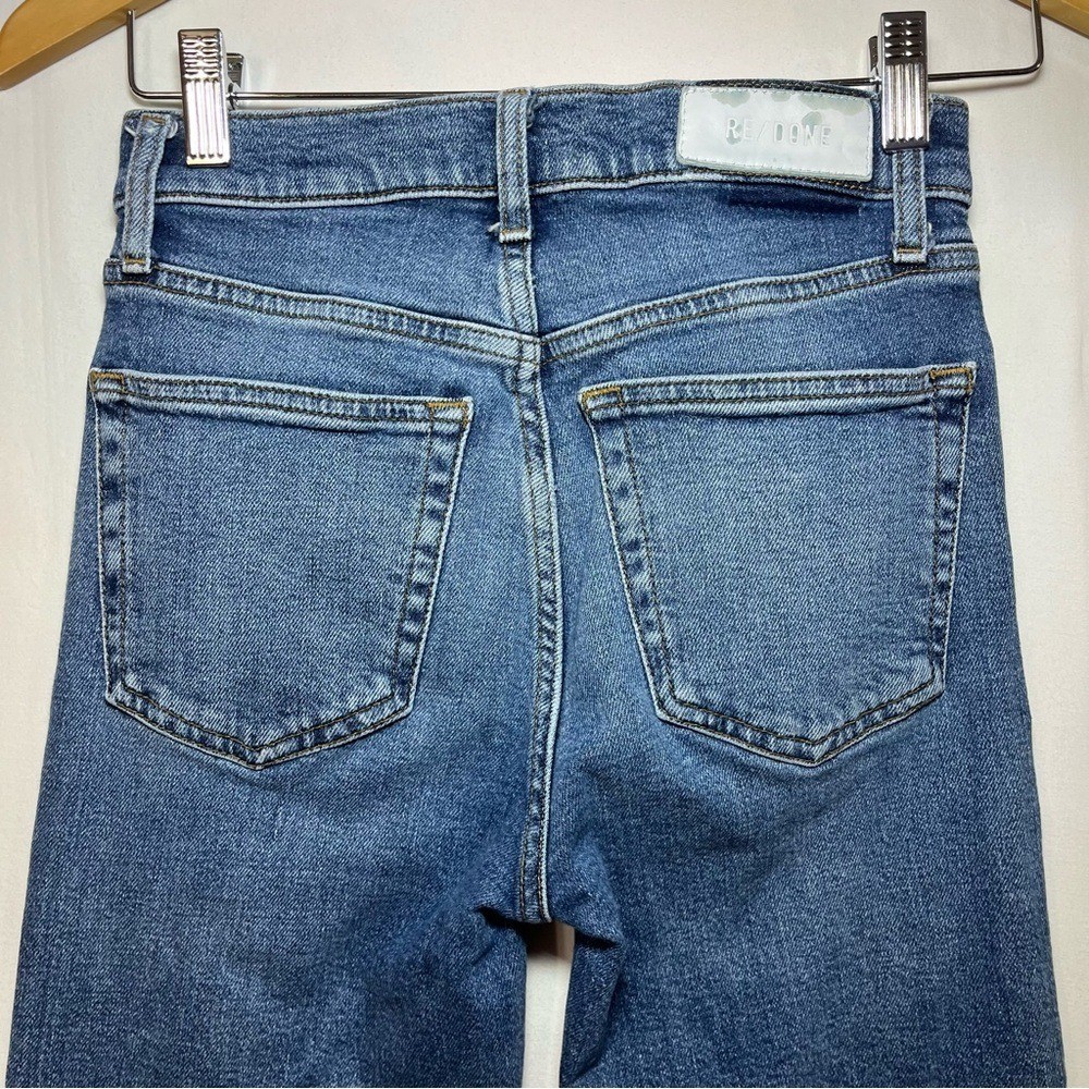 RE/DONE 70s Stove Pipe Jeans Blue 24 High Rise Straight Raw Hem Trendy