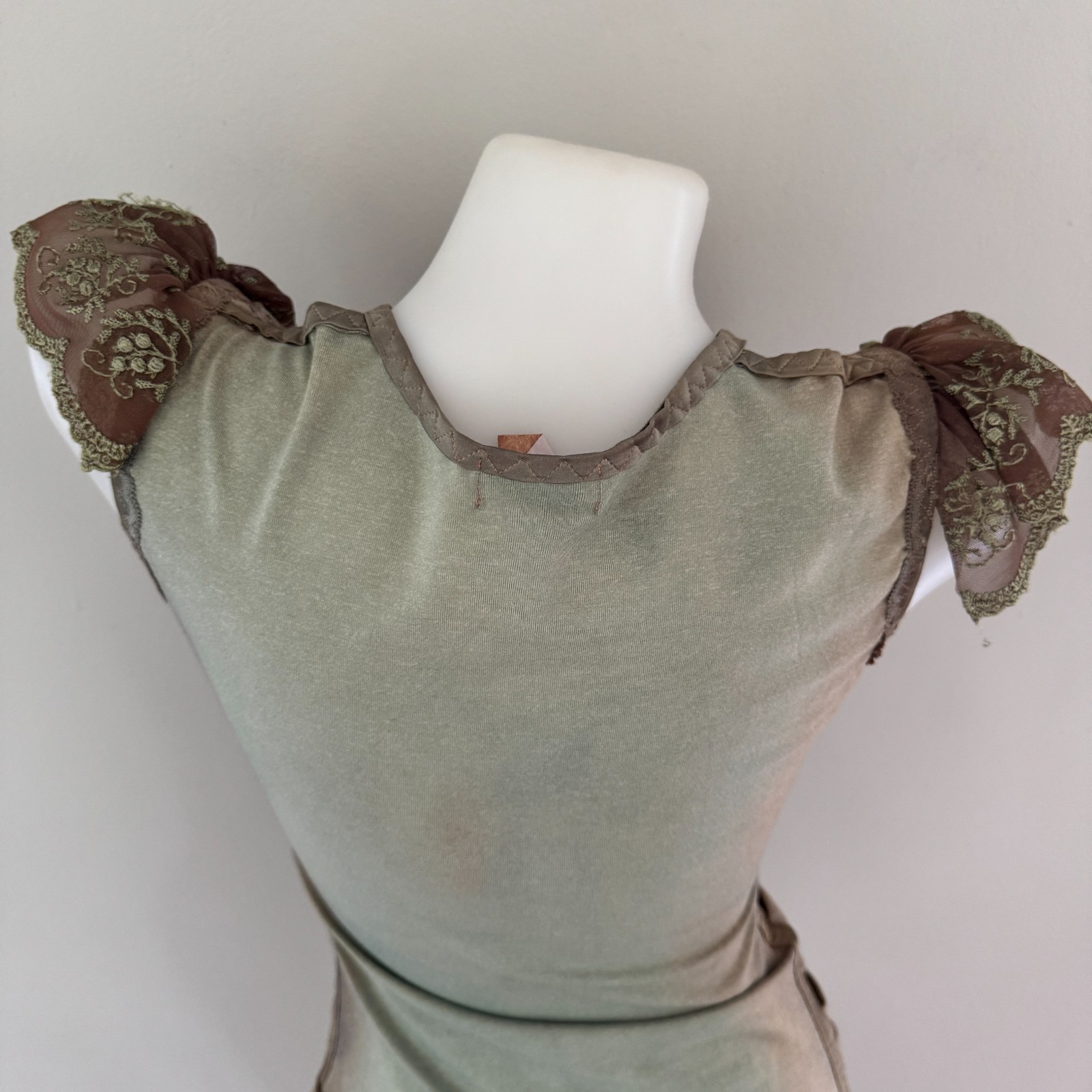 Y2K vtg CIGANA Lace Chain HANDMADE Corset Slip CUT-OUT Upcycled Tank Top Gypsy M