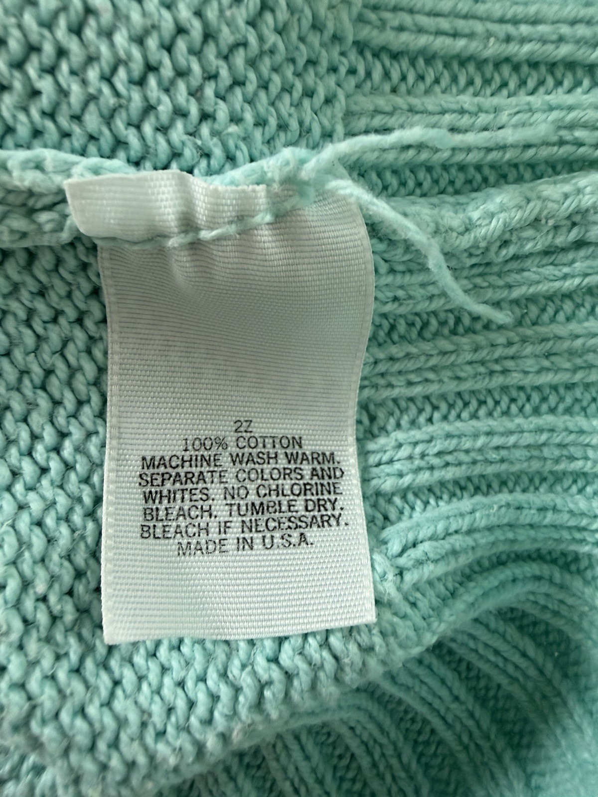 Vintage Golf Cable Knit V-Neck Sweater Aqua Blue Women XL Lady Pickering