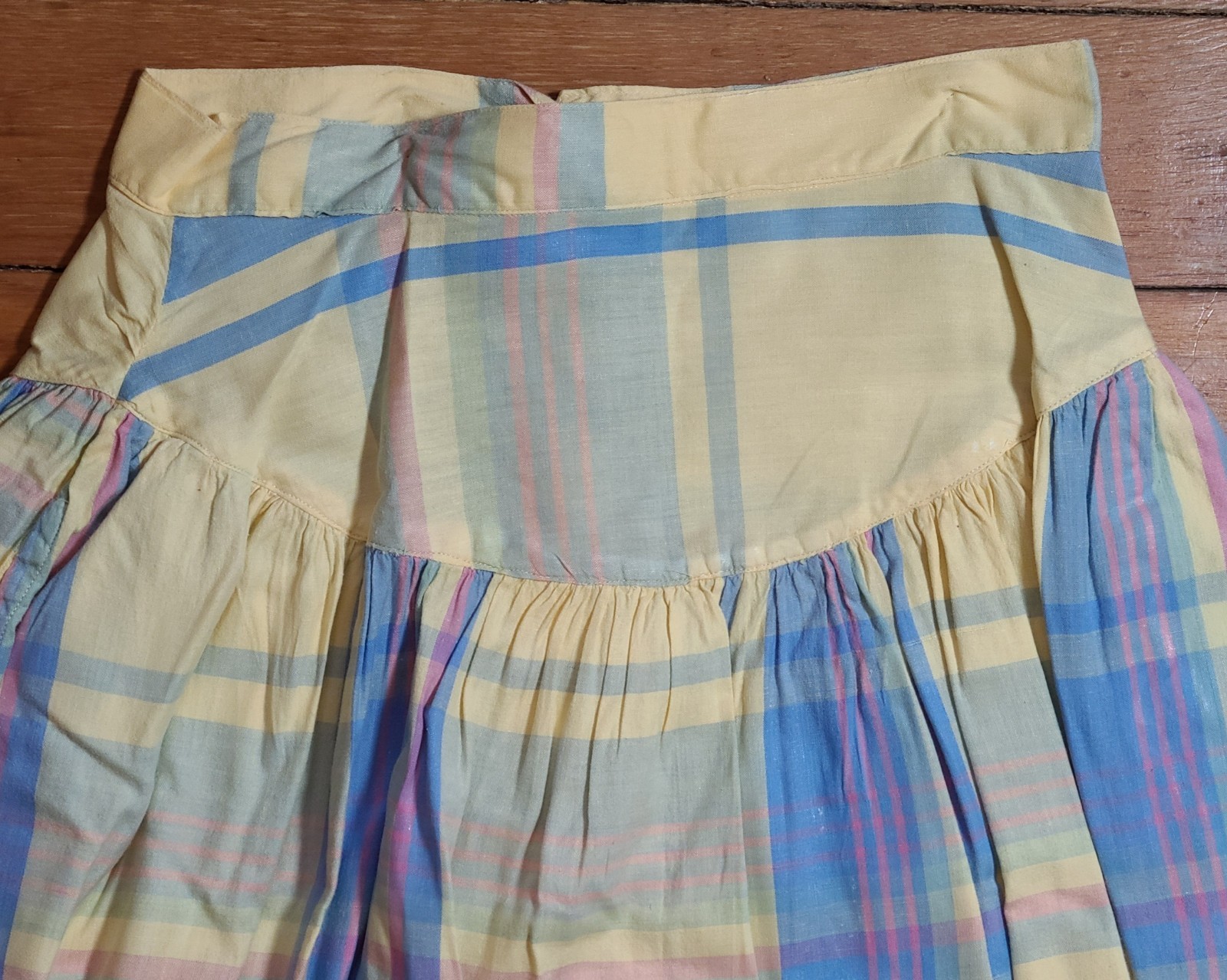 Vintage 70s/80s Santa Cruz Flat Front Plaid Skirt SZ 5 Cotton A-line Full Retro
