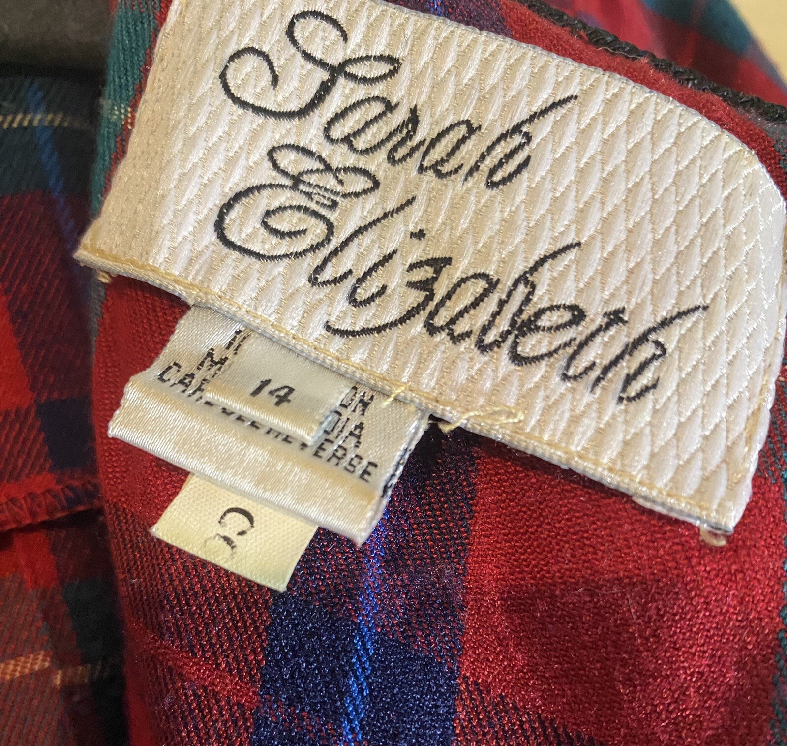VTG Sarah Elizabeth Red Plaid Maxi Dress 14