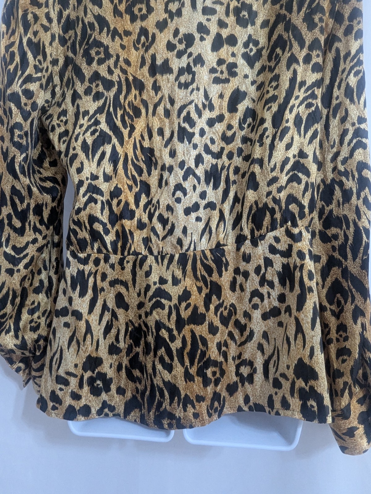 Francesca Of Damon Silk Blouse With Animal Print Women’s Size 12 Vintage