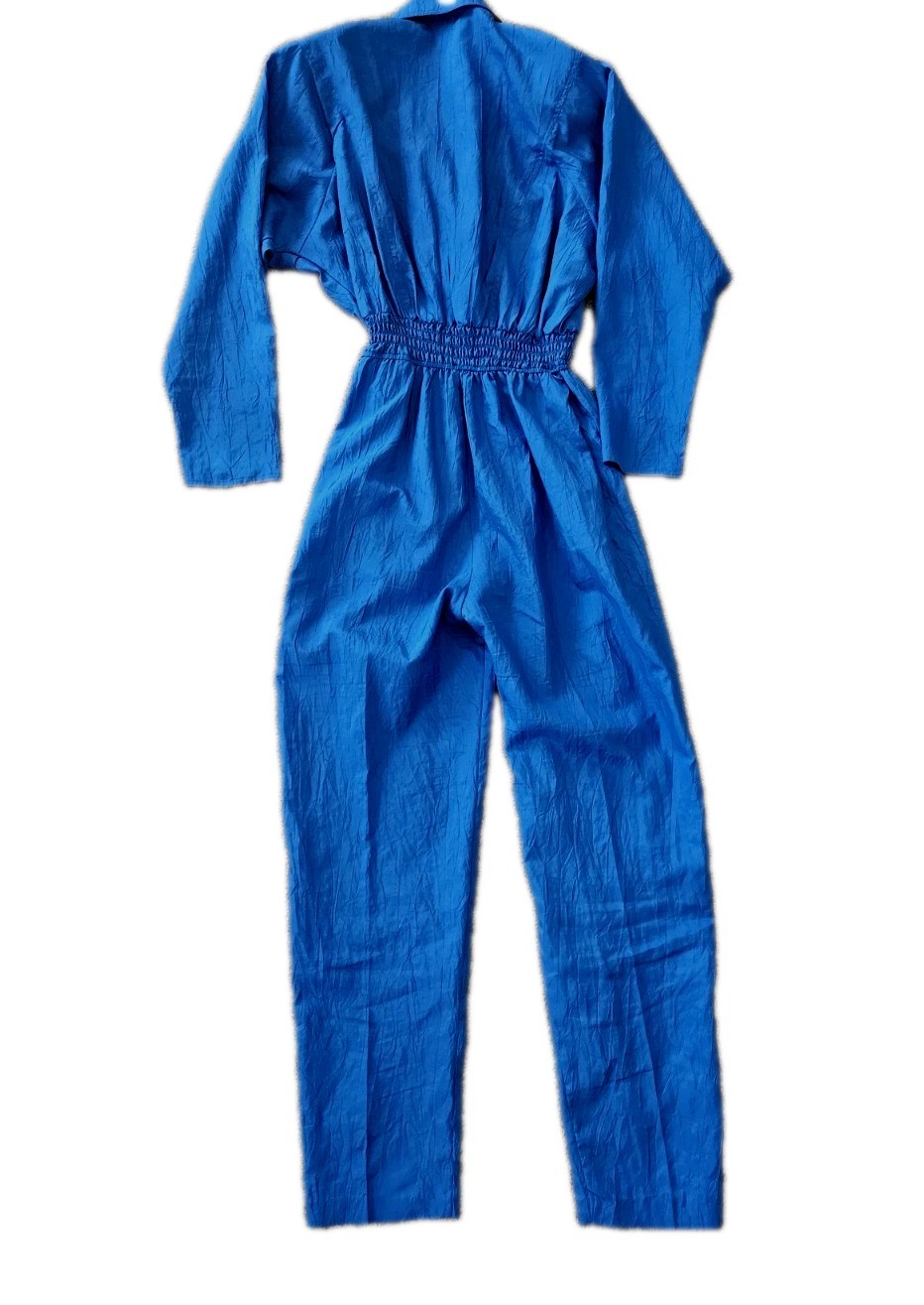 Rare Blue Vintage Electric Blue Jumpsuit Size 10 Elastic Waaistband