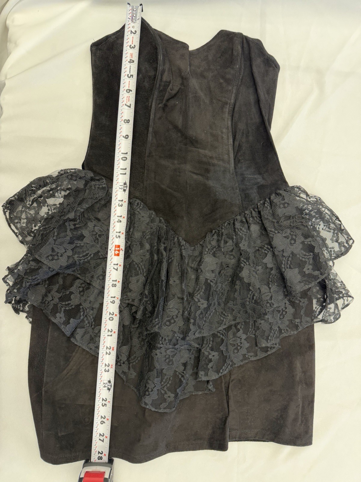 SIMPLY RED Vintage Black Witchcore Suade Lace Bustier Cocktail 80s Dress Size S