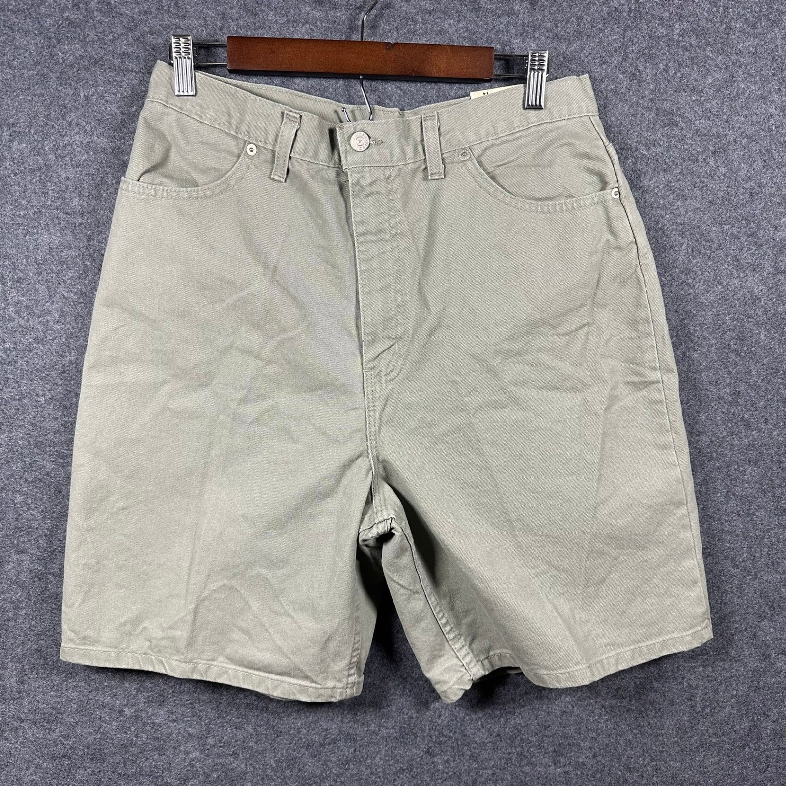 Vintage Faded Glory Sage Green High Waisted Cotton Shorts Womens 14 Made in USA