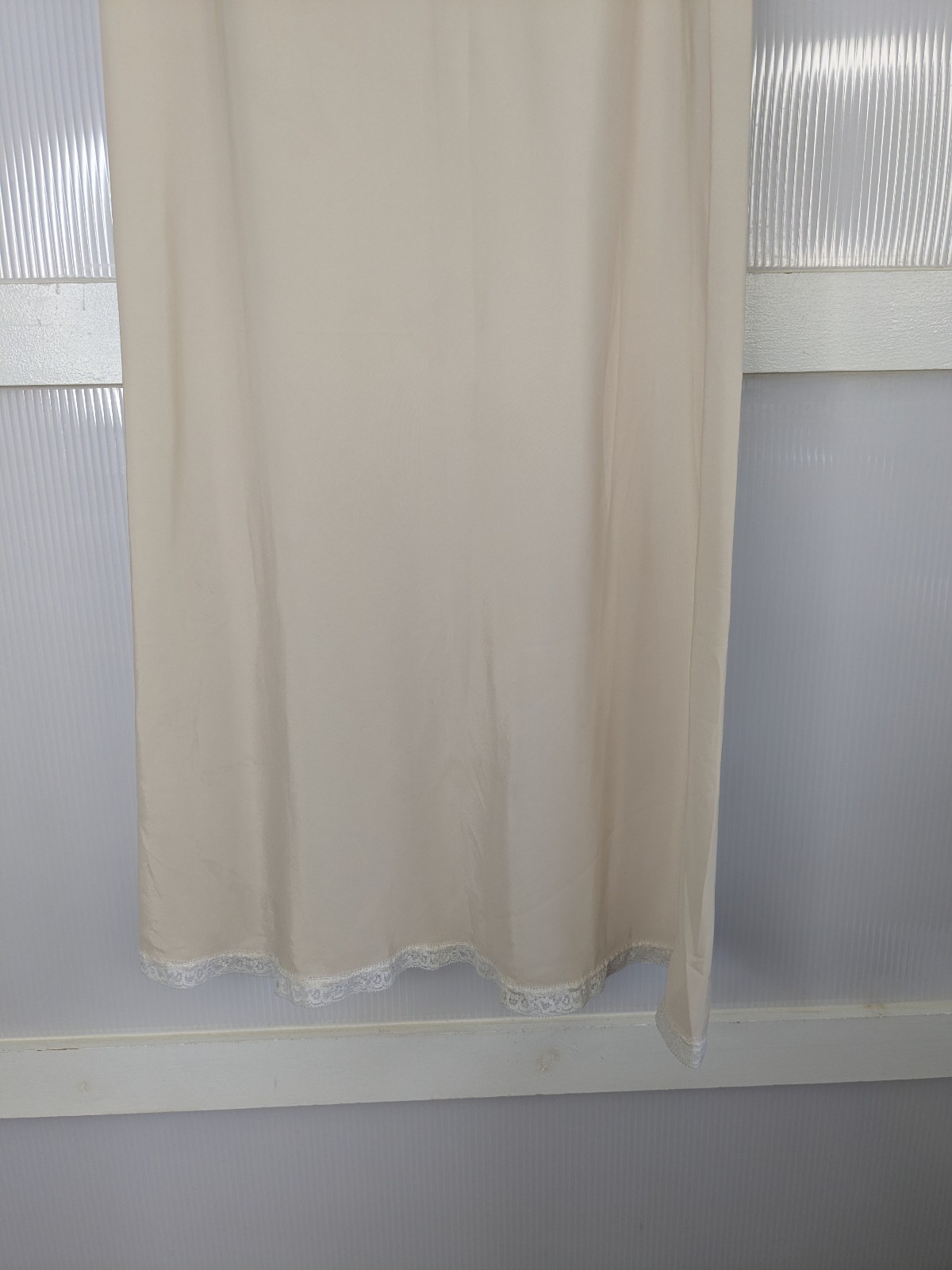 Vintage Farr West Skirt Maxi Half Slip Back Slit Lace Hem Cream White Size XS