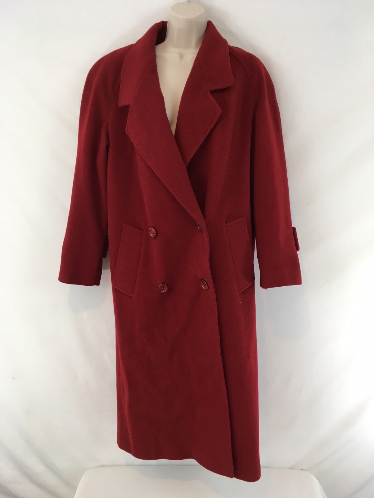 Andrea Marin sz 10 Red Avant Garde USA Made Vtg 80s Lined Wool Maxi Coat