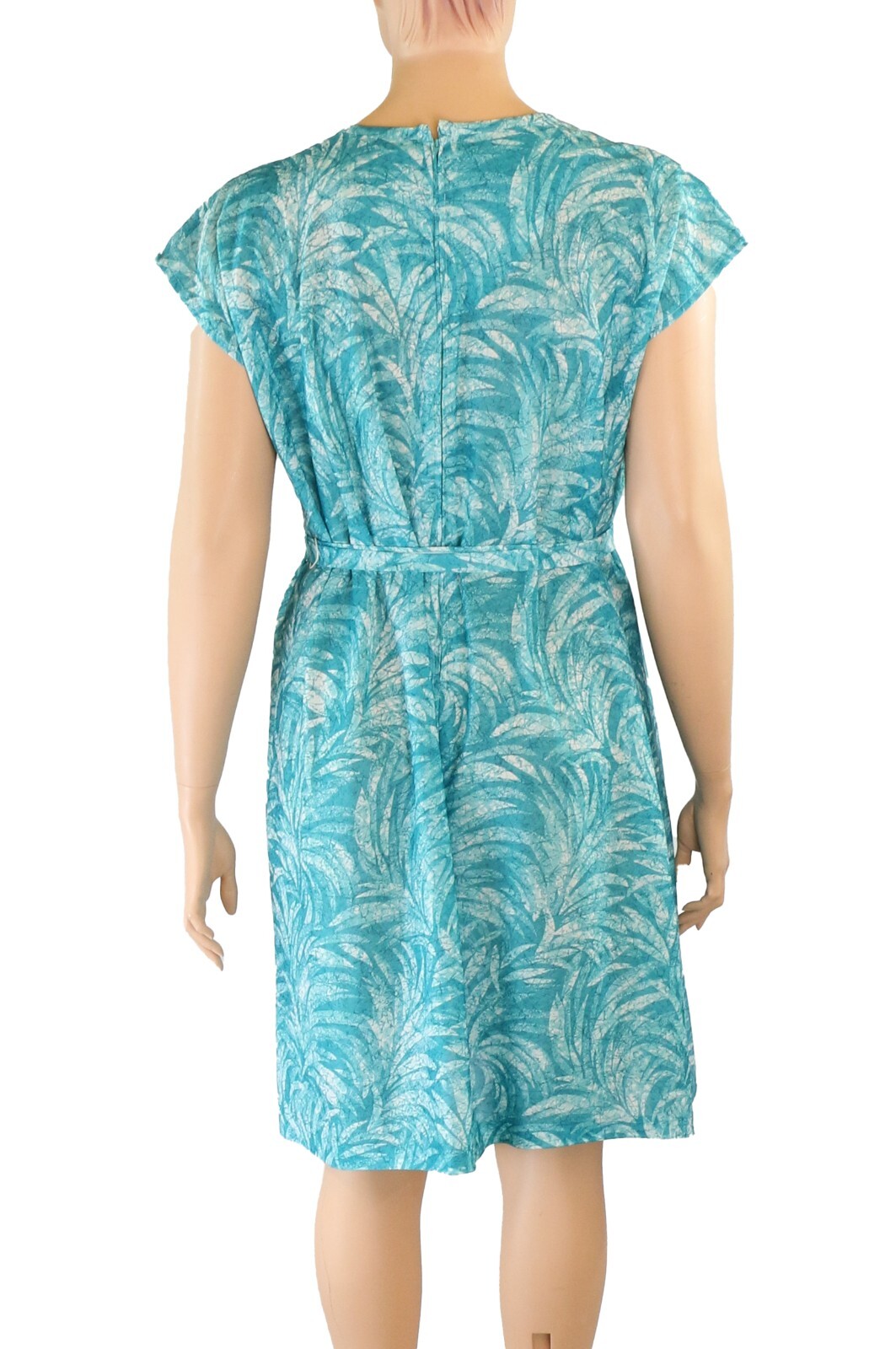 CB New York Vintage 60s 70s Blue Print Belted Shift Day Dress sz 20