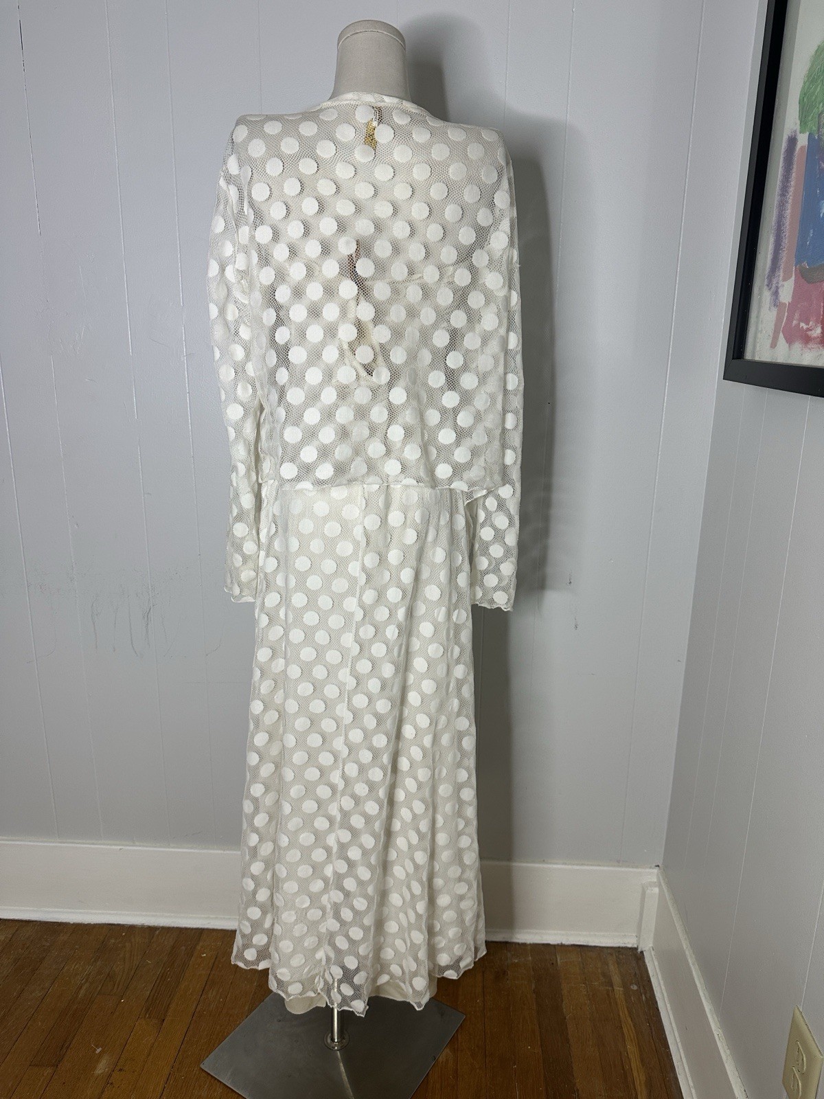 Vintage White Polka Dot Tube Maxi Dress With Cardigan Set VOLUP