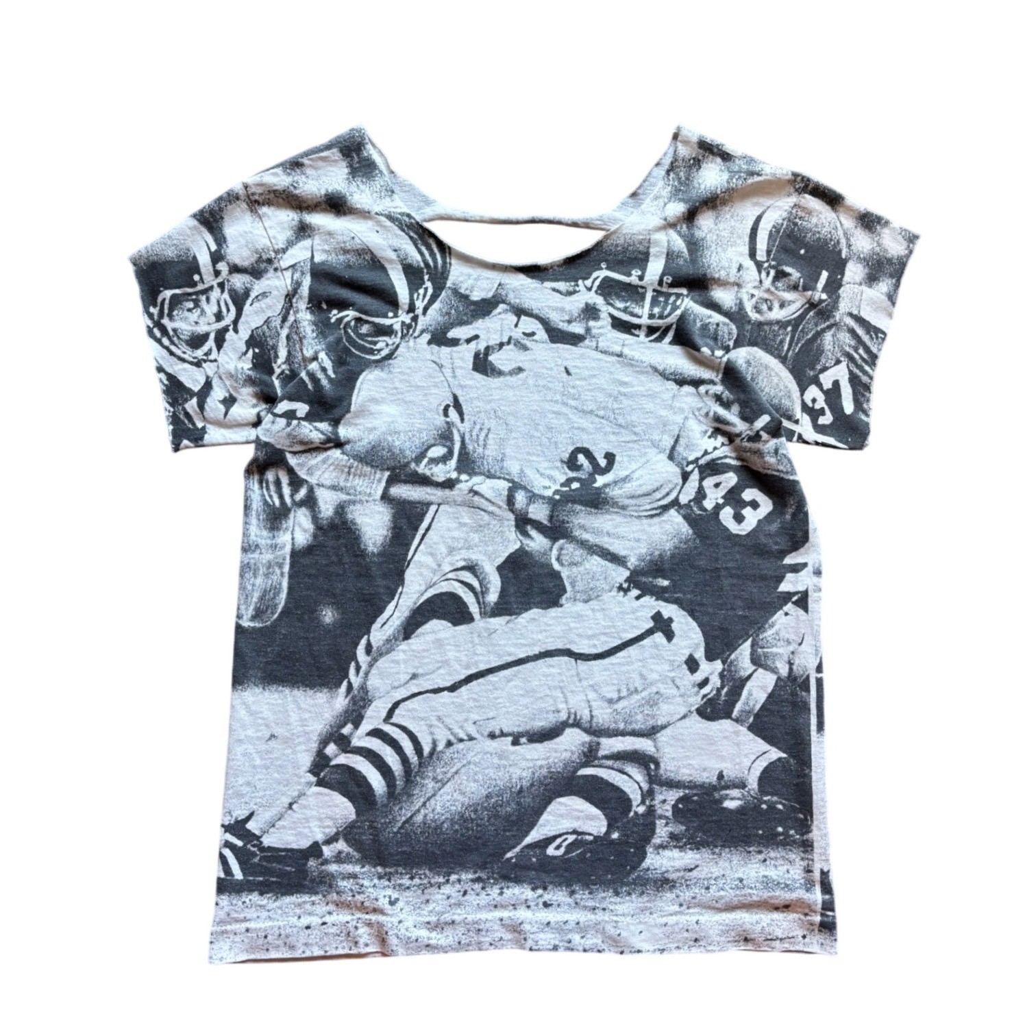 Vintage 90’s AOP Football Chopped Low Cut Custom Top