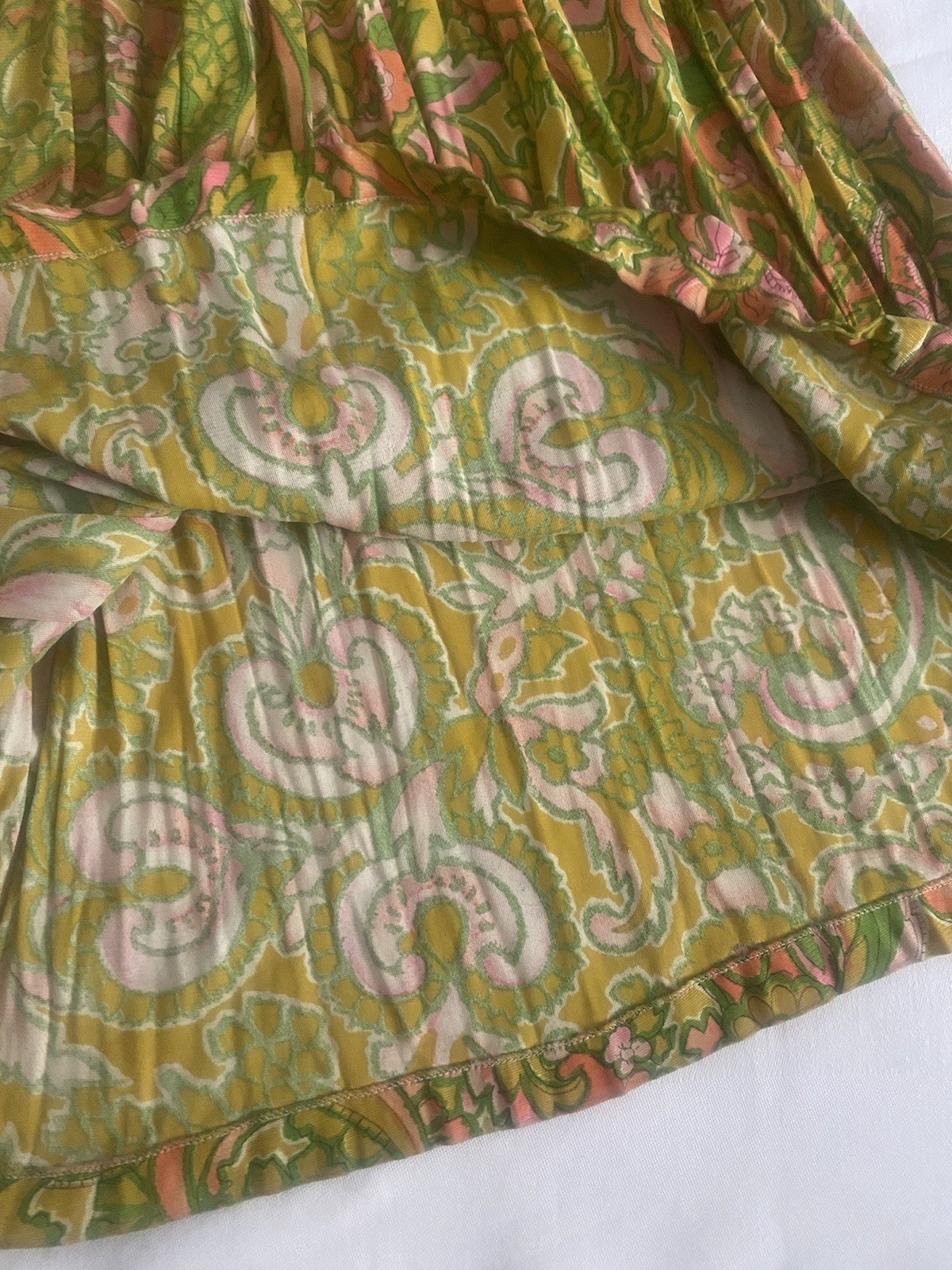 Vintage Womens Jumpsuit Wide Leg Mod Disco Boho Paisley Sleeveless Hippie Size M