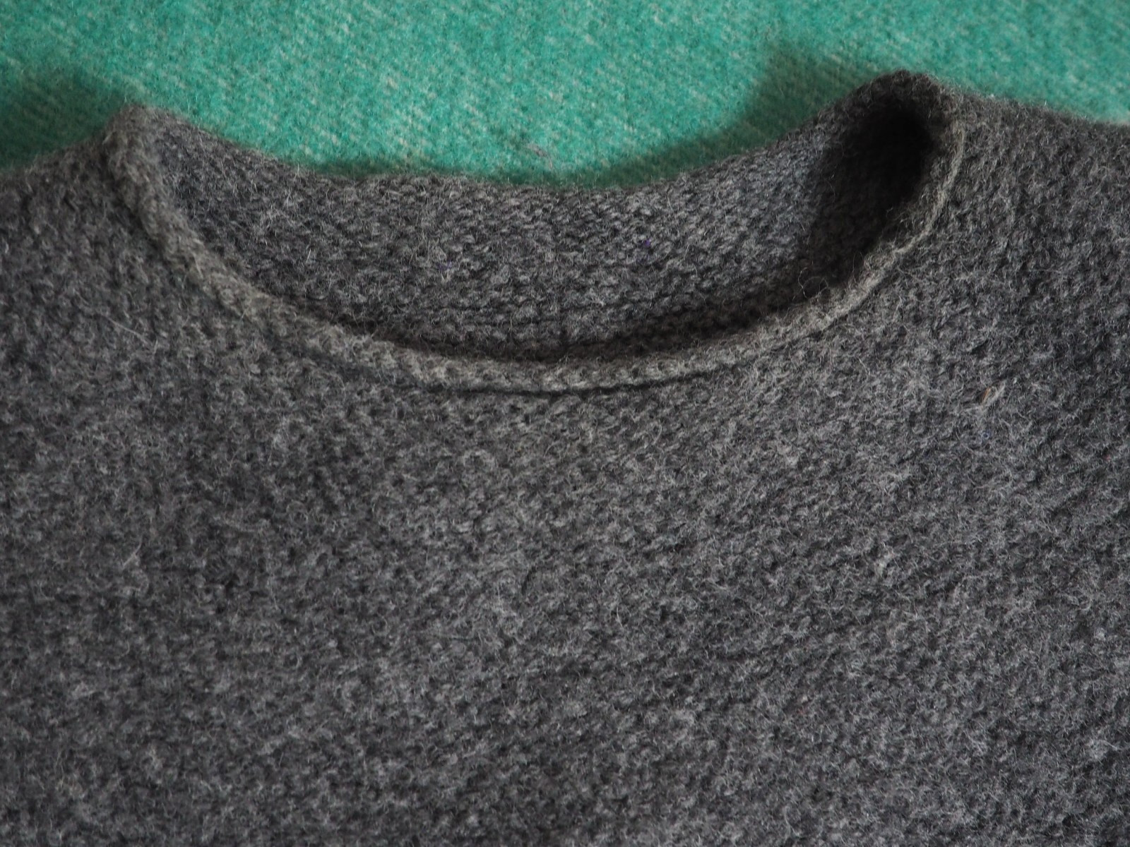 VTG 70s 80s Handmade Charcoal Gray Baggy Wool Pullover Sweater Womens L