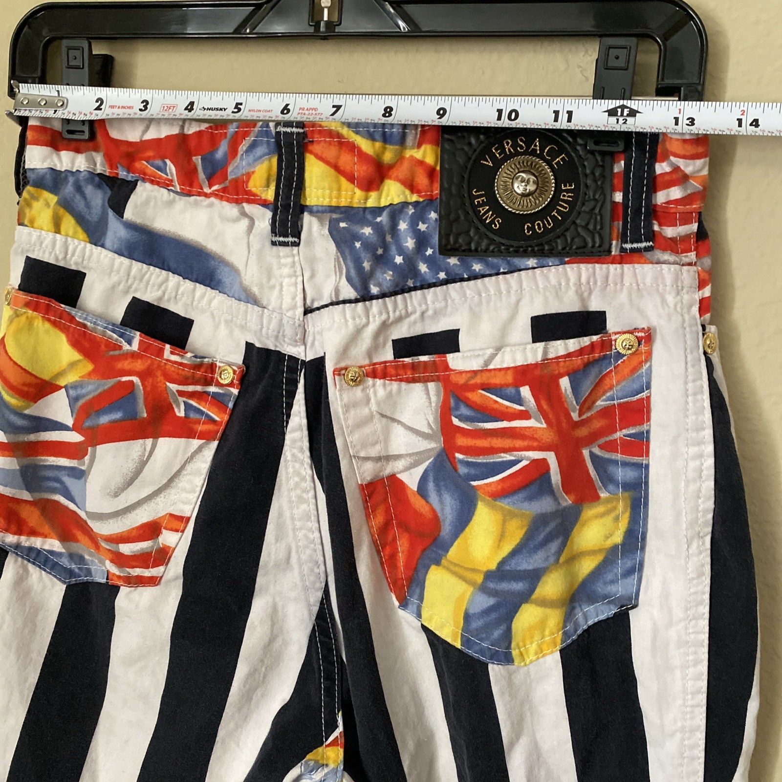 Vintage 90s Gianni VERSACE COUTURE Jeans Flags USA England Medusa Rare