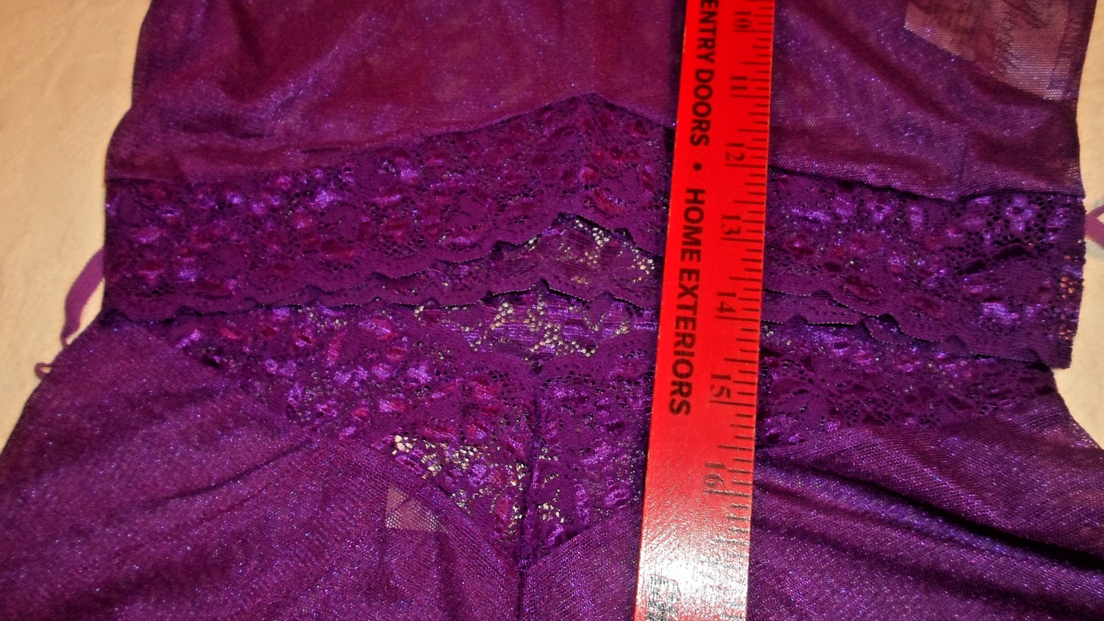 Vintage Lingerie Priscilla Collection Dark Purple Sheer Lace Babydoll Size M-USA