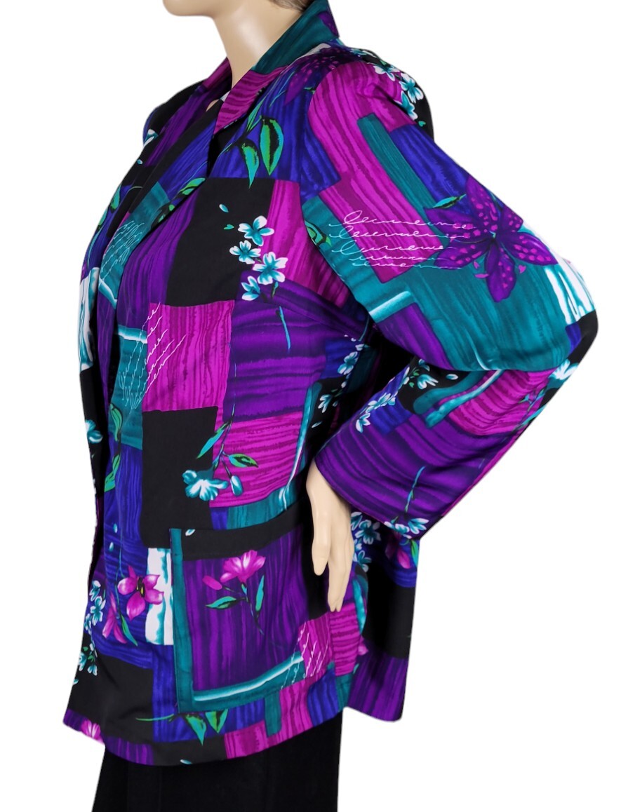 Vintage BFA Classics Womens Abstract Floral Jacket Pockets Blazer Jacket Size 1X