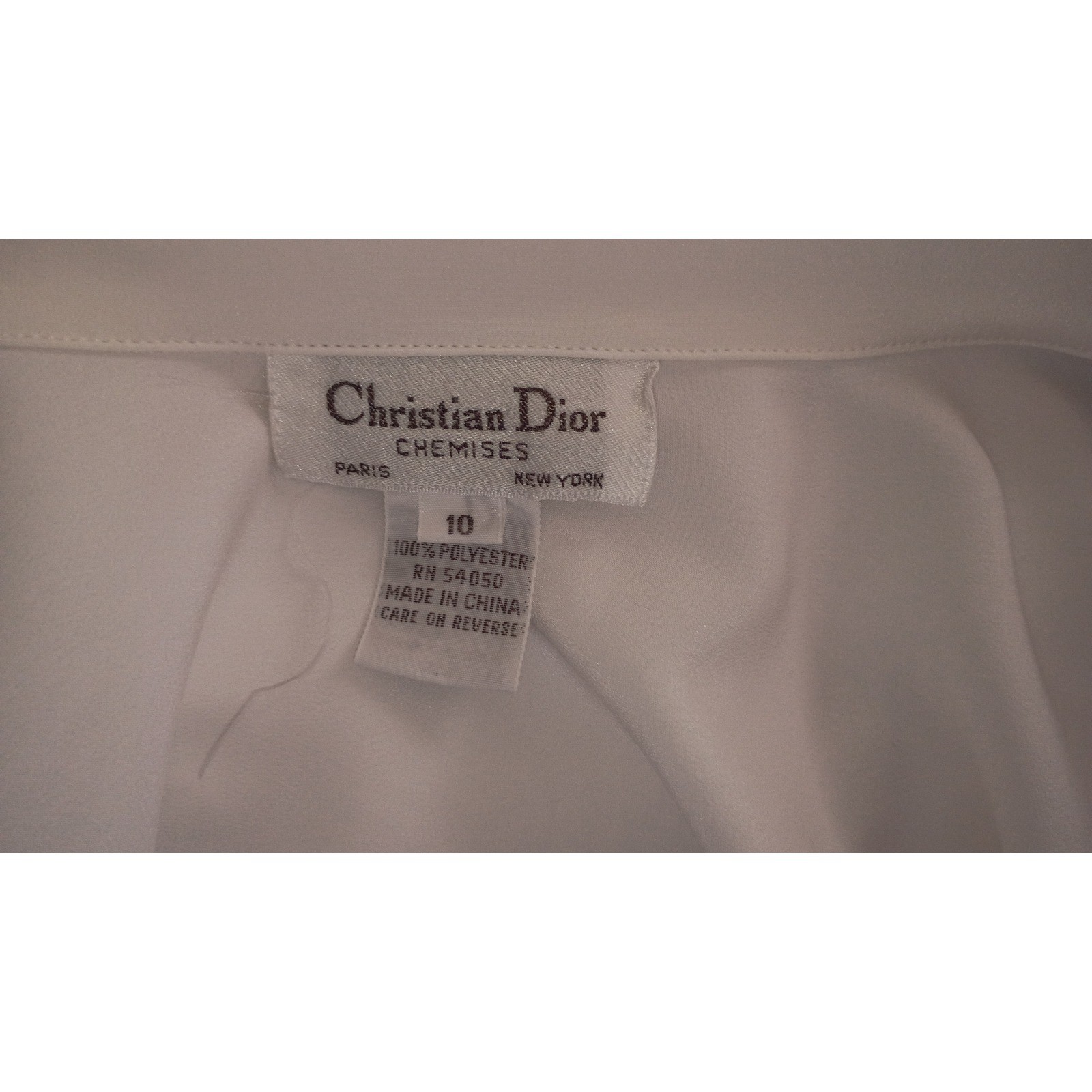 VTG Christian Dior White Button Down Blouse 10 Coquette OfficeSire Corporatecore