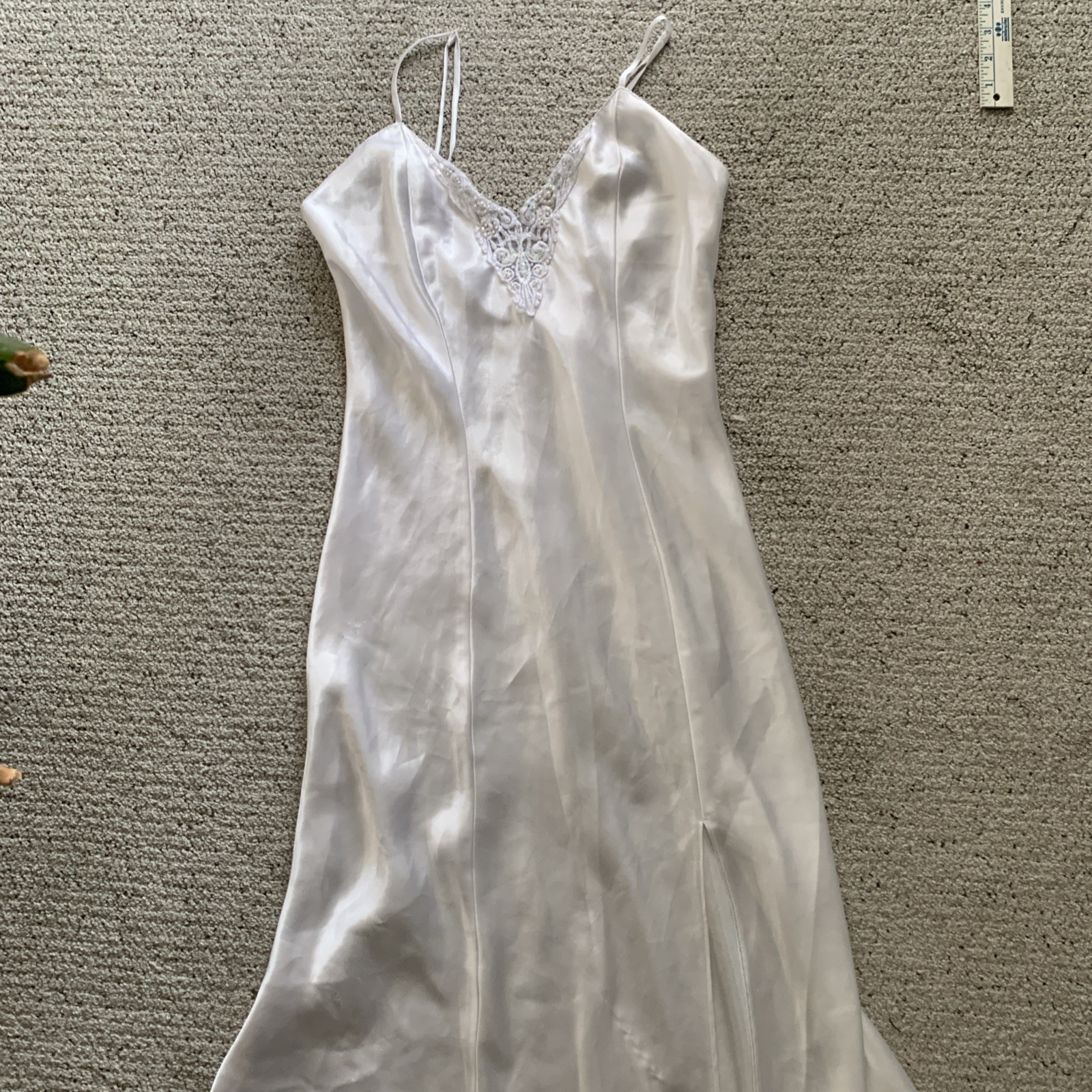 fredricks of hollywood Satin Nightgown Slip Dress Maxi Sleeveles Strappy Sexy S